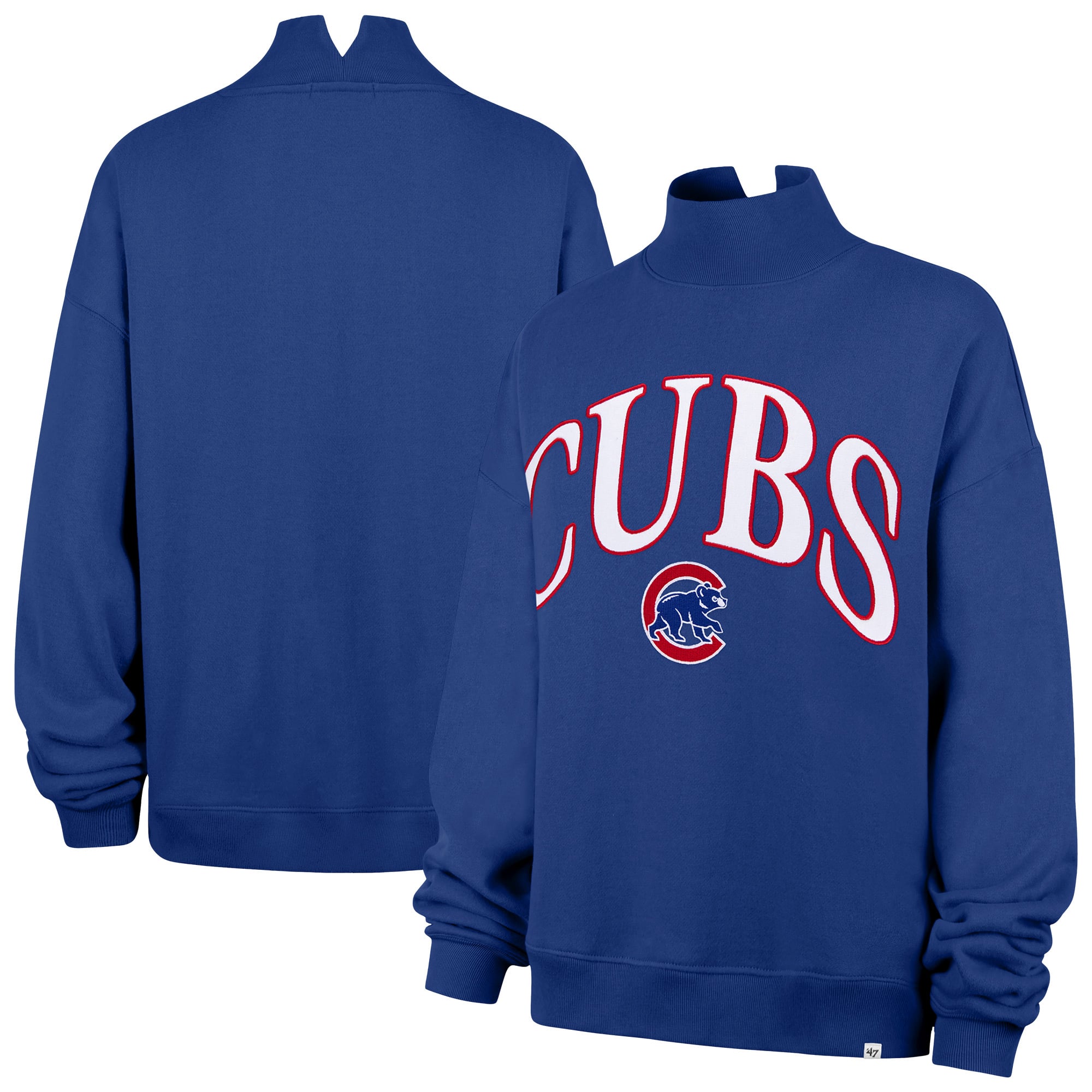 Women's '47 Royal Chicago Cubs Oversized Vantage Mock Neck Sweatshirt