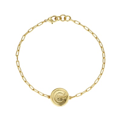  Chicago Cubs by Jill Martin Women's Classic Paperclip Bracelet - Gold
