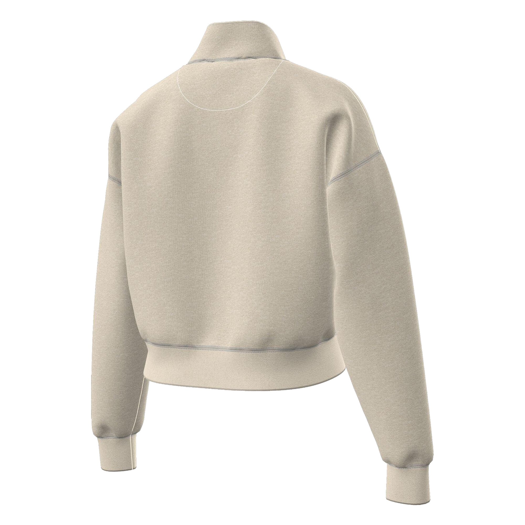 Pull court à col zippé Champion pour femme, couleur crème, motif Chicago Cubs Triumph, en polaire mélangée.