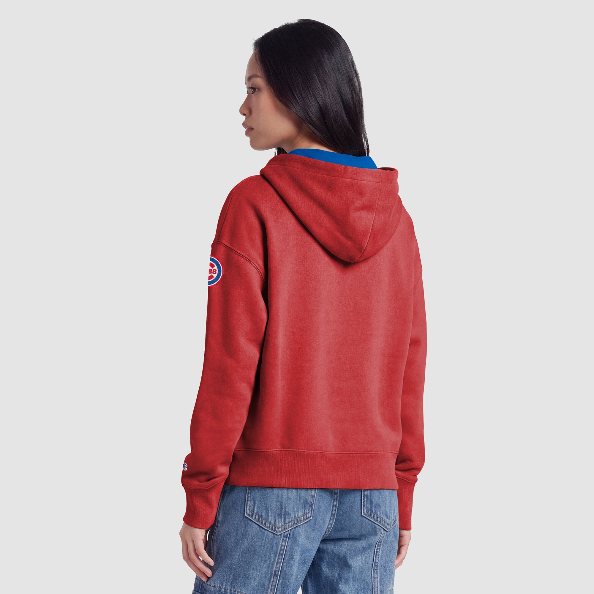 Sweat à capuche zippé en polaire rouge Champion Chicago Cubs pour femme