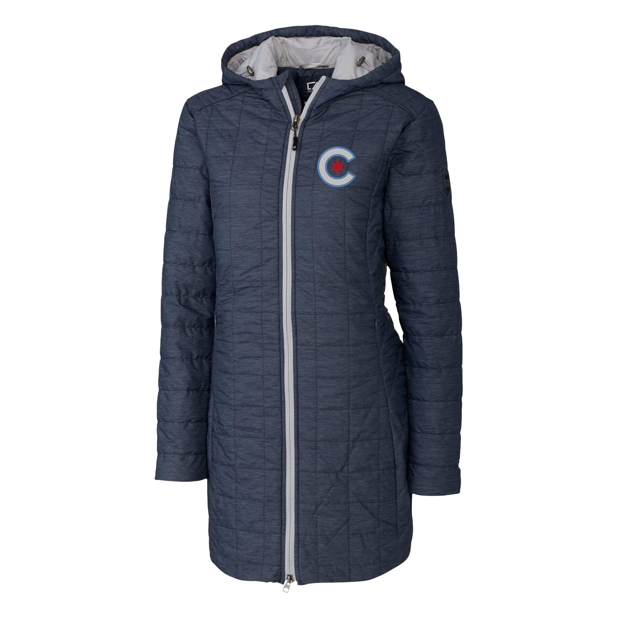 Women's Cutter & Buck  Anthracite Chicago Cubs City Connect Rainier PrimaLoft Eco Insulated Hooded Long Coat
