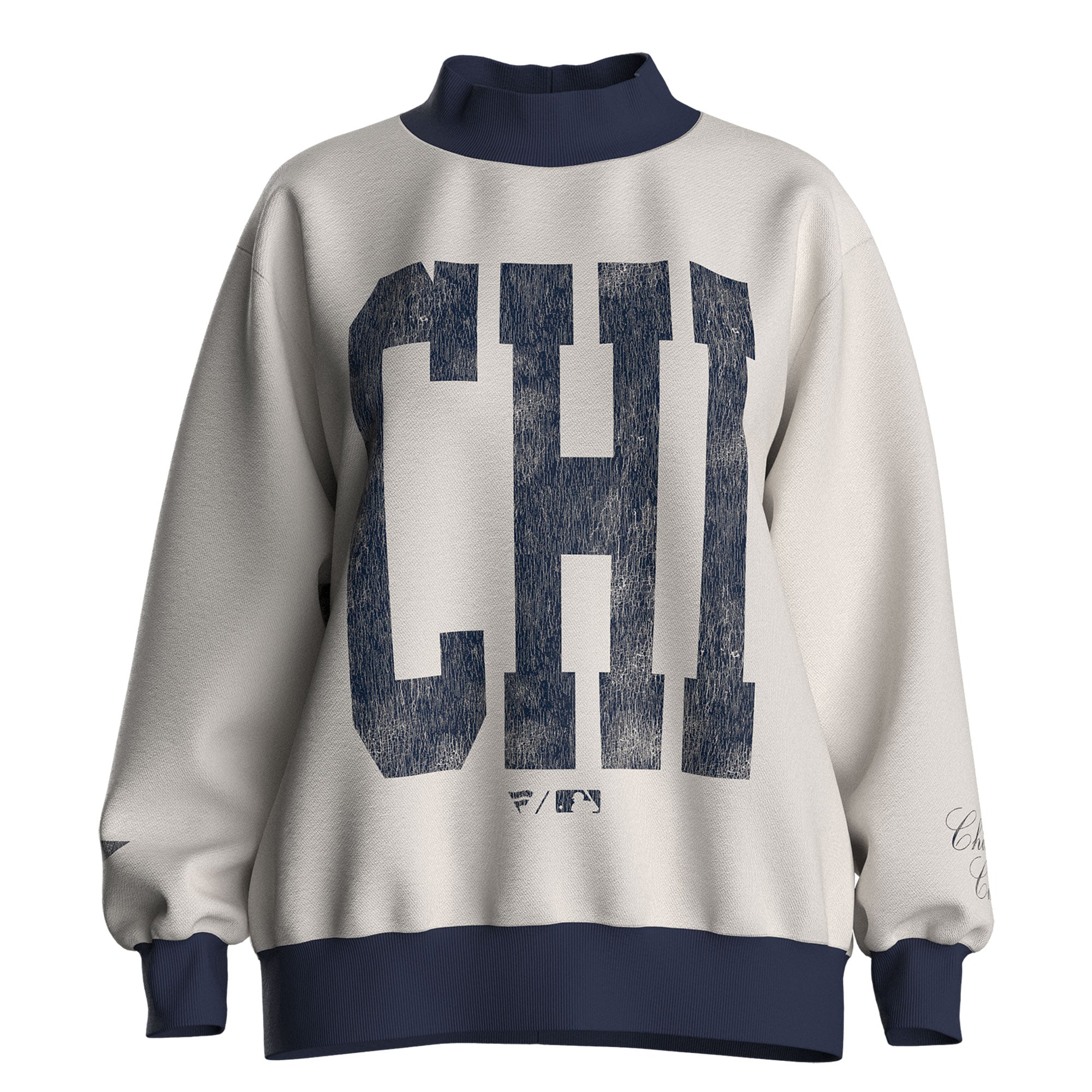 Women's Fanatics Cream Chicago Cubs City Abbreviation Funnel Neck Fleece Sweatshirt