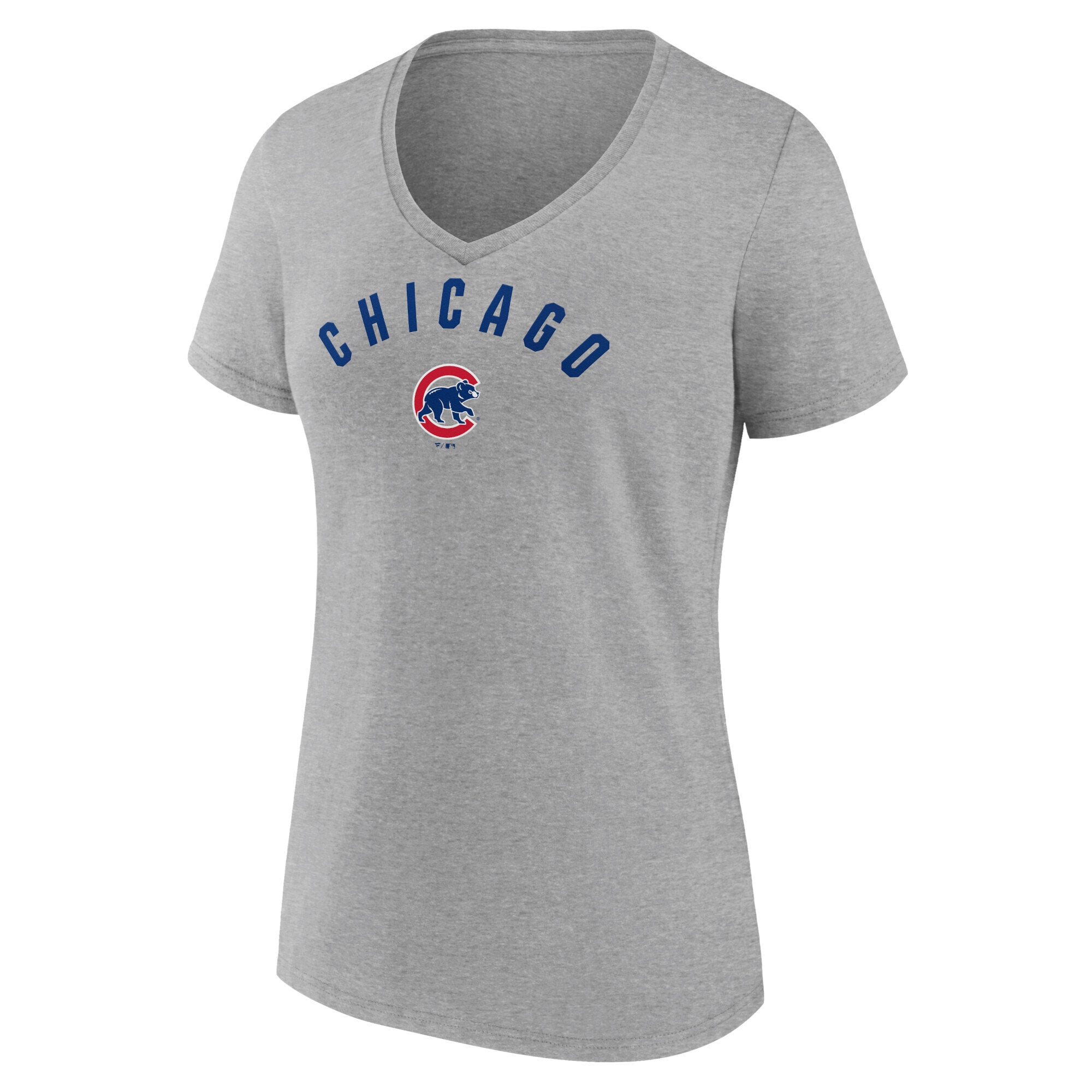 Women's Fanatics Heather Gray Chicago Cubs V-Neck T-Shirt