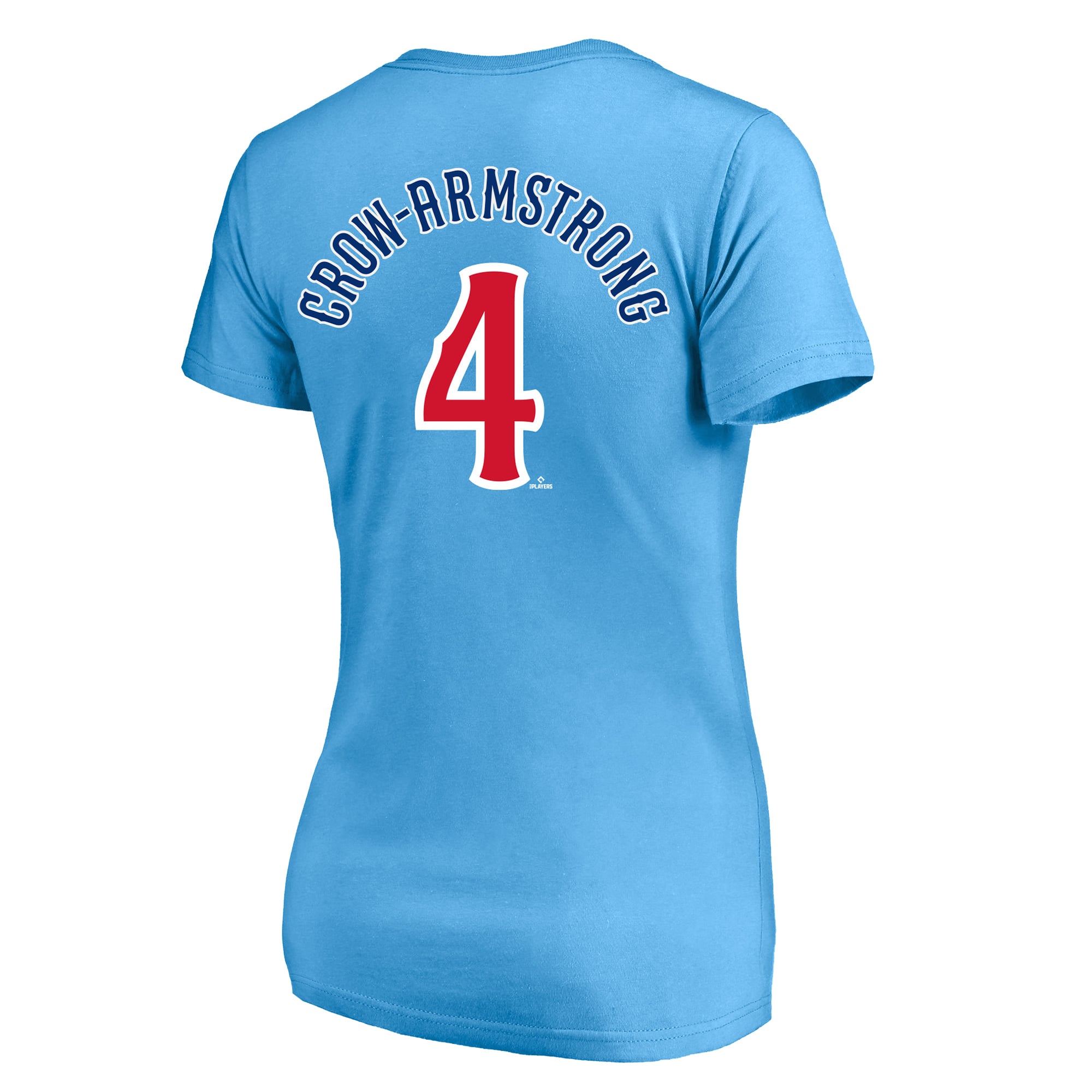 Women's Fanatics Pete Crow-Armstrong Light Blue Chicago Cubs Plus Name & Number V-Neck T-Shirt
