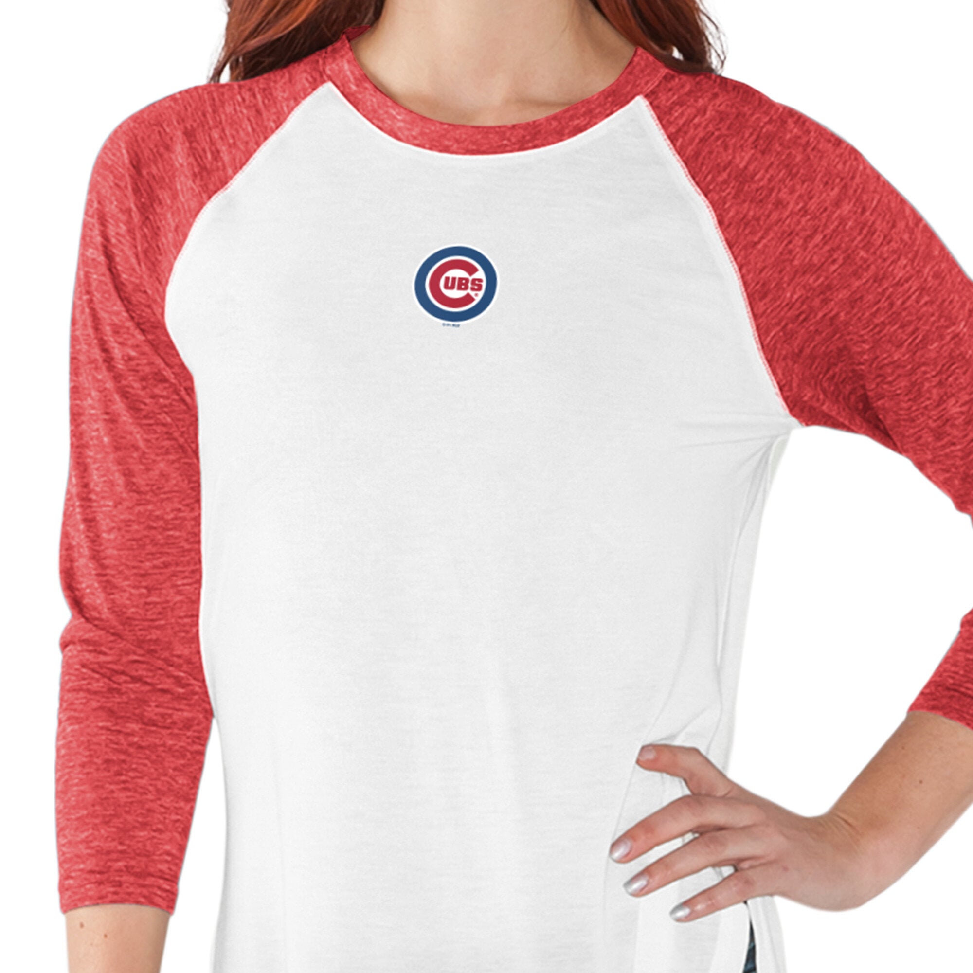 Women's G-III 4Her by Carl Banks  White Chicago Cubs All Star 3/4-Sleeve Raglan T-Shirt