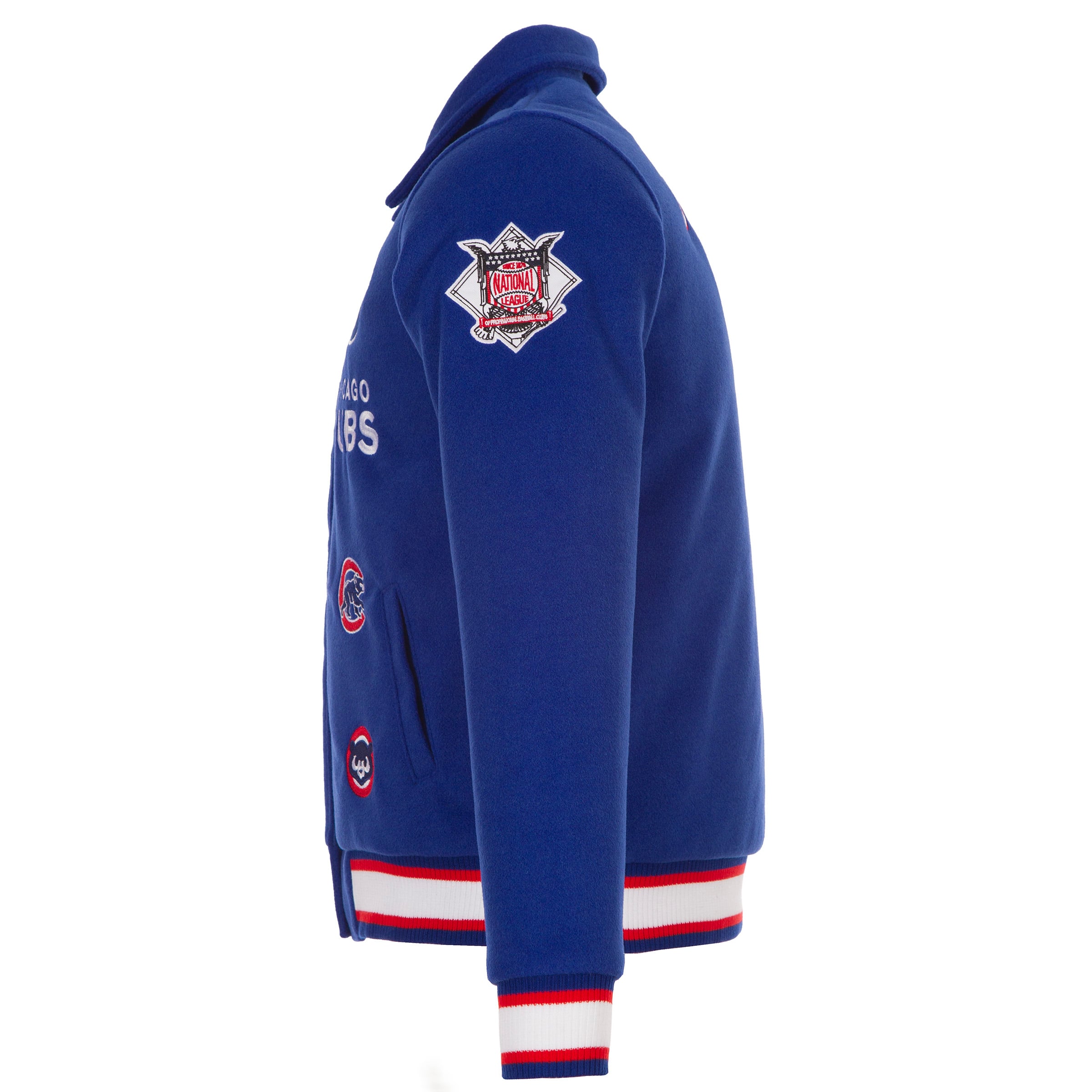 Veste réversible en laine à boutons-pression pour femme JH Design Royal Chicago Cubs