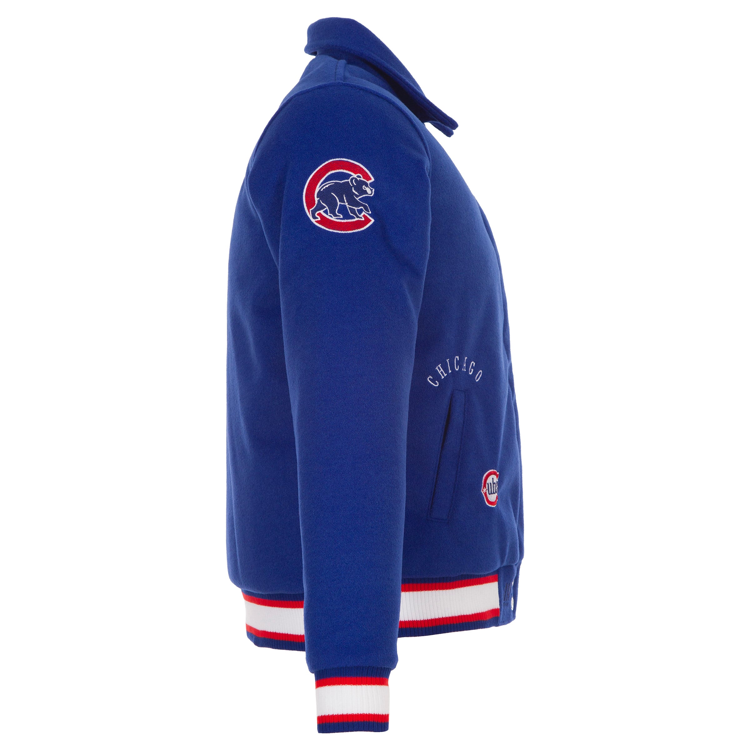 Veste réversible en laine à boutons-pression pour femme JH Design Royal Chicago Cubs