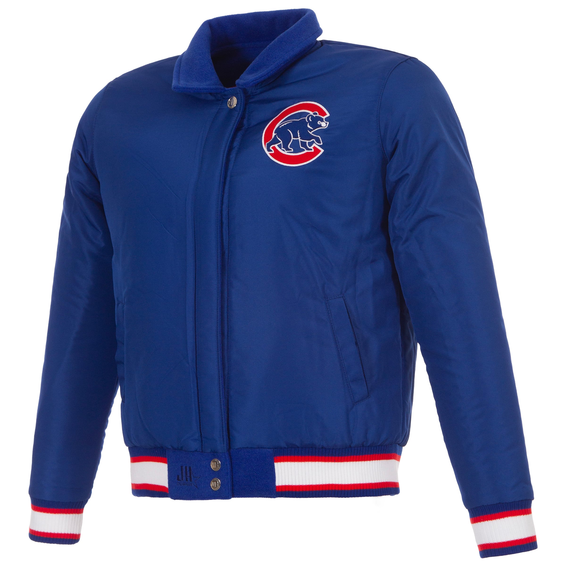 Veste réversible en laine à boutons-pression pour femme JH Design Royal Chicago Cubs