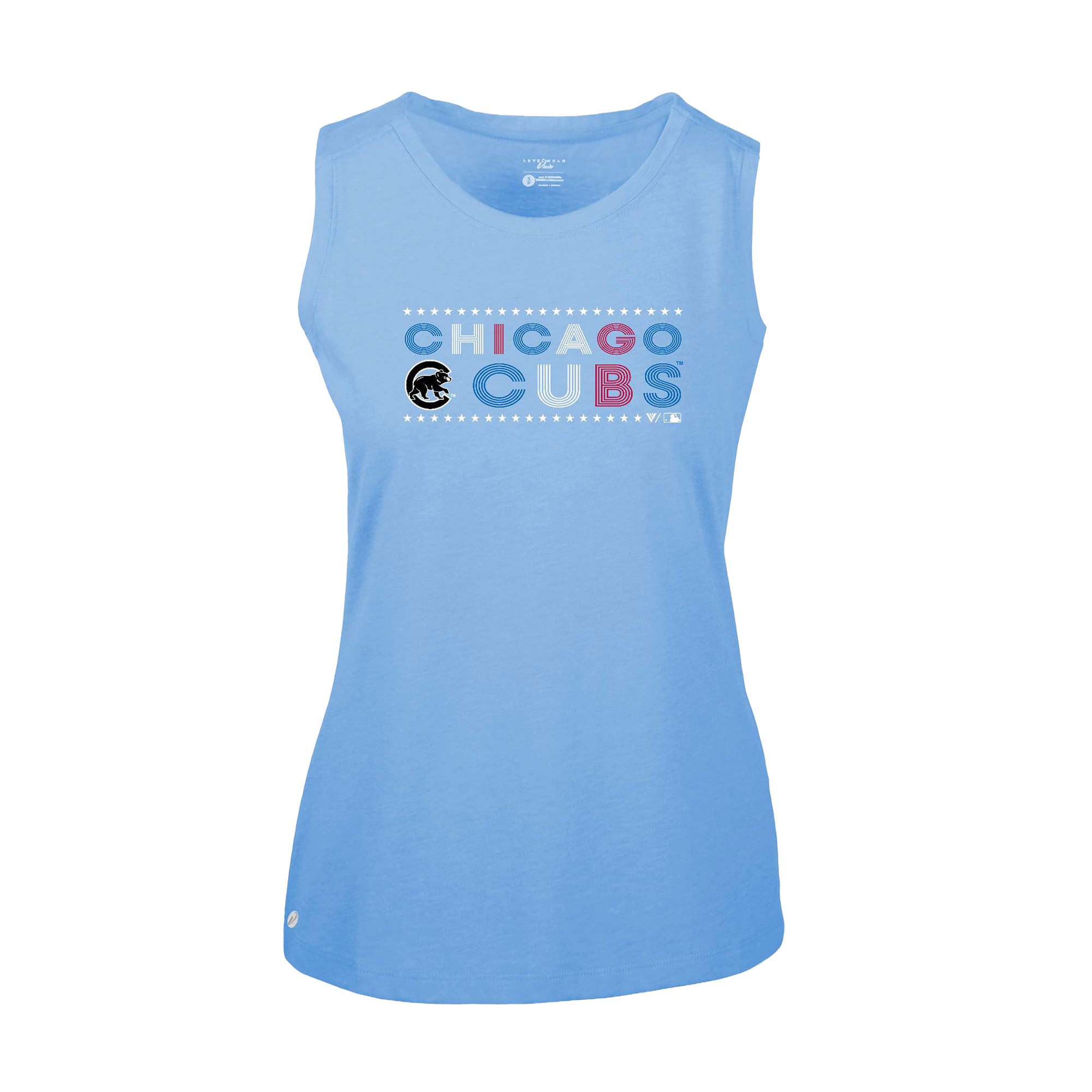 Women's Levelwear Light Blue Chicago Cubs Independence Day Macy Star-Spangled Tank Top