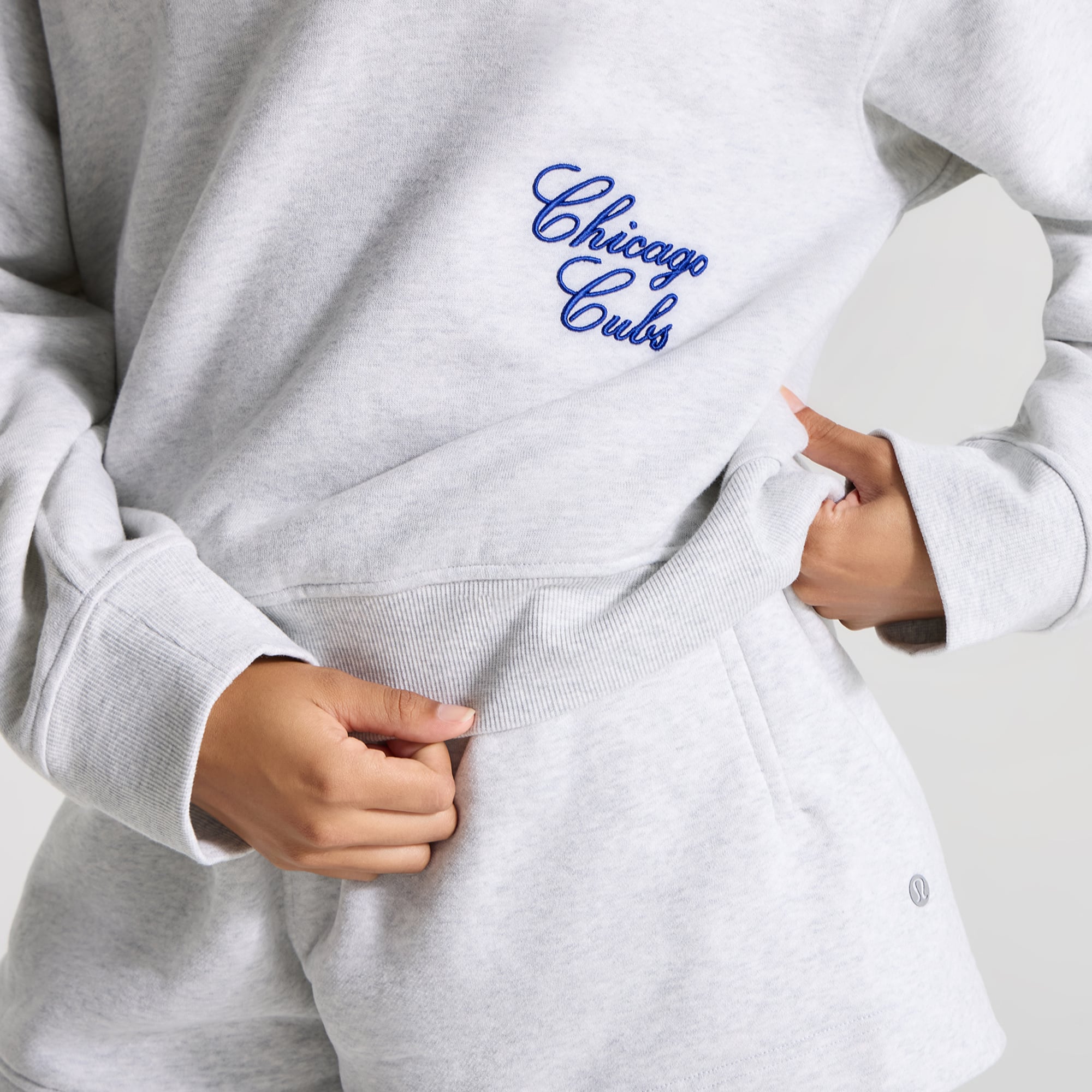 Pull oversize Steady State pour femme, gris chiné ultra clair, Chicago Cubs
