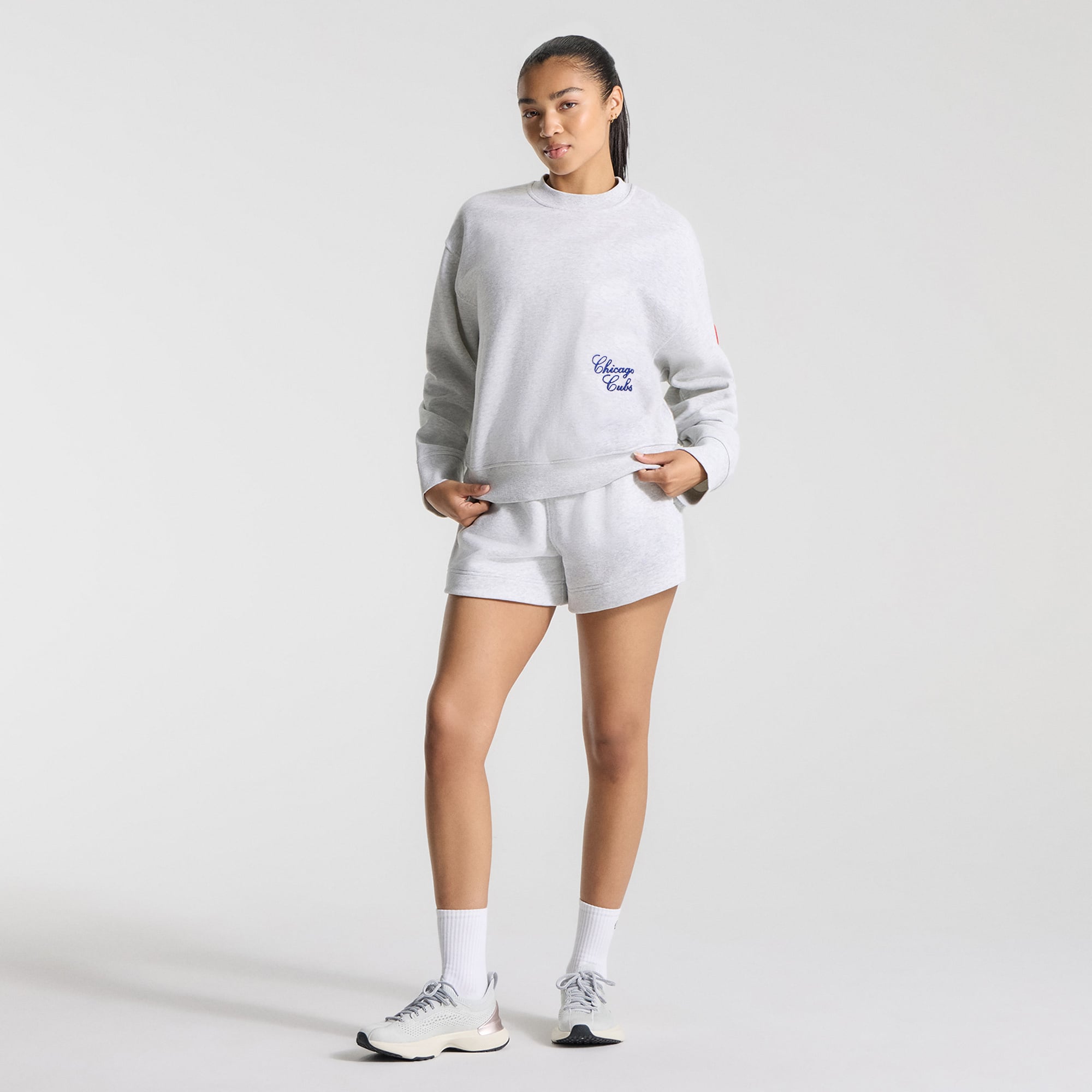 Pull oversize Steady State pour femme, gris chiné ultra clair, Chicago Cubs