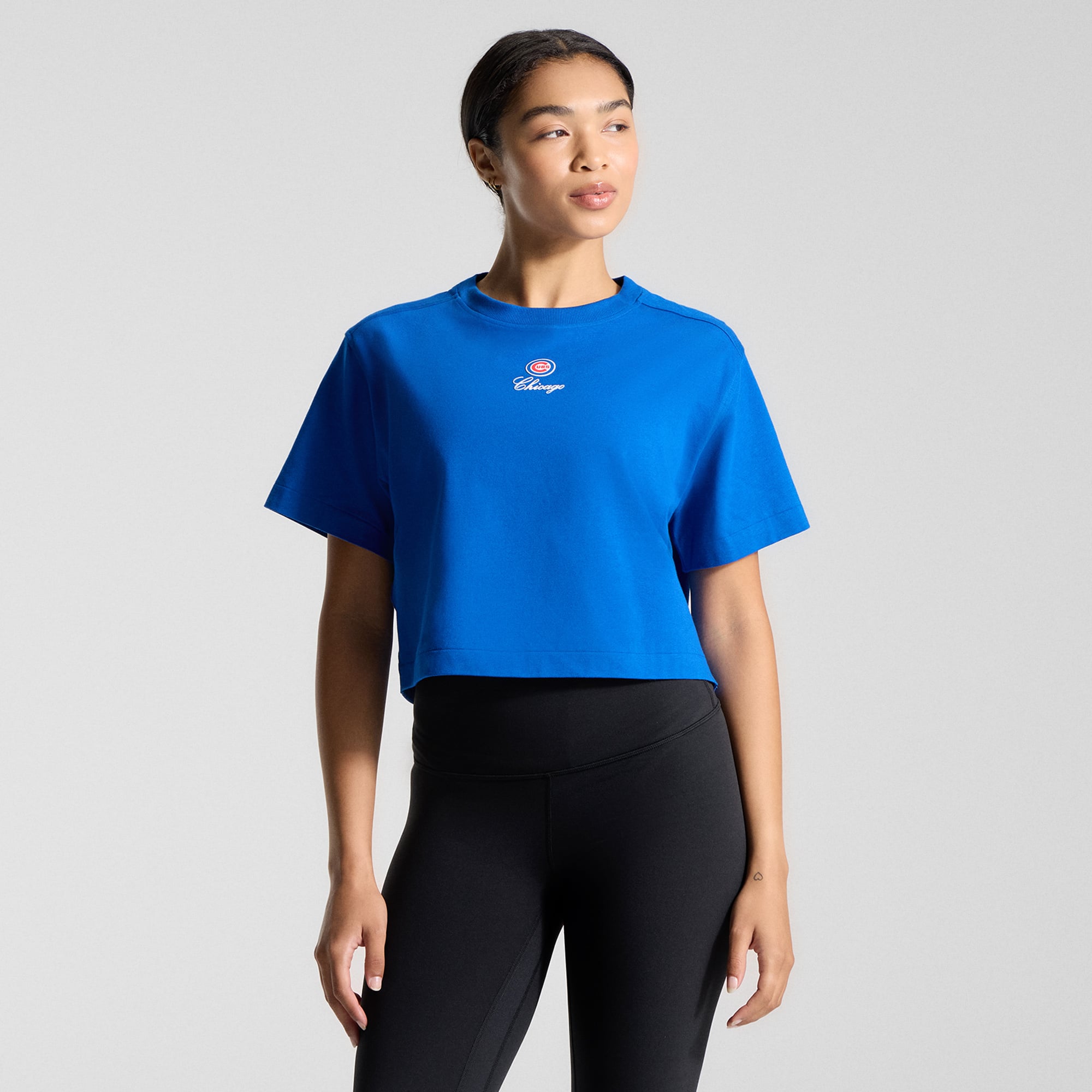 Women's lululemon Symphony Blue Chicago Cubs All Yours Organic Cotton Cropped T-Shirt