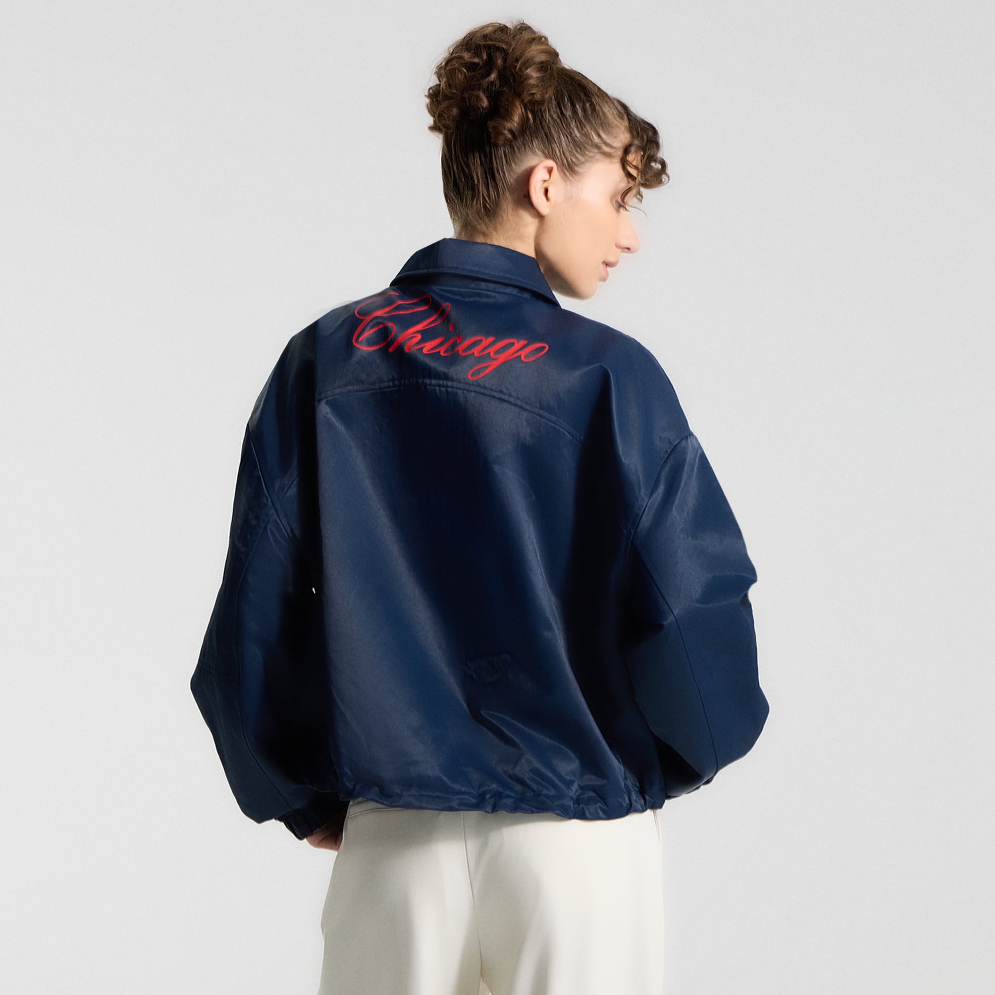Veste d'entraîneur des Cubs de Chicago, bleu marine, lululemon, pour femme