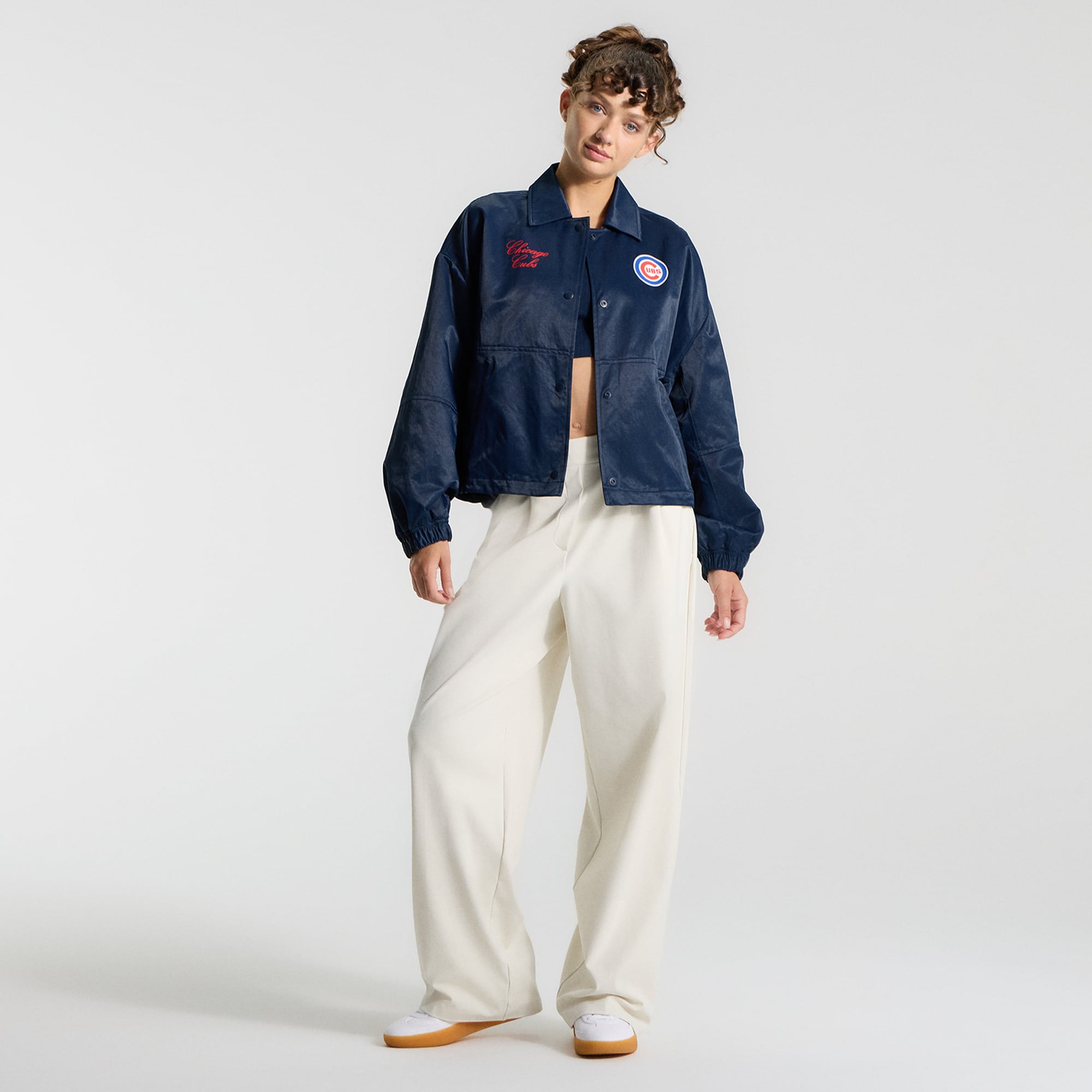 Veste d'entraîneur des Cubs de Chicago, bleu marine, lululemon, pour femme