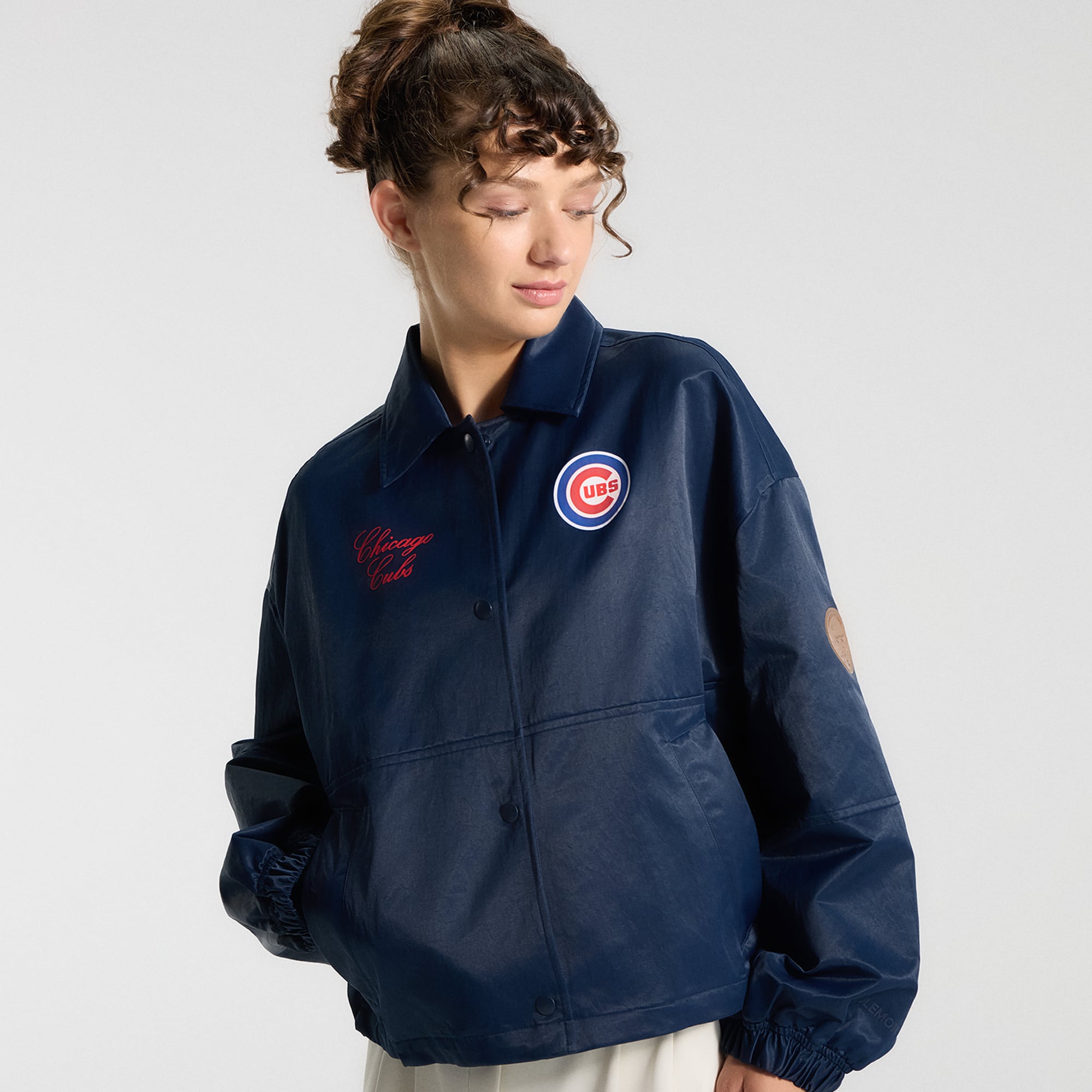 Veste d'entraîneur des Cubs de Chicago, bleu marine, lululemon, pour femme