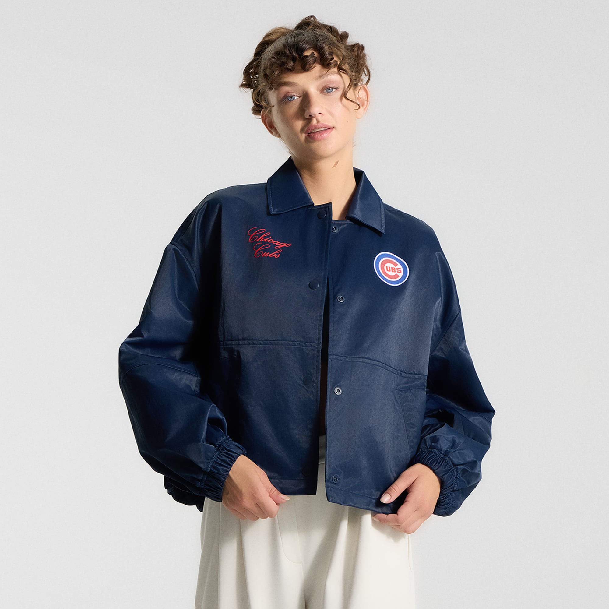 Veste d'entraîneur des Cubs de Chicago, bleu marine, lululemon, pour femme