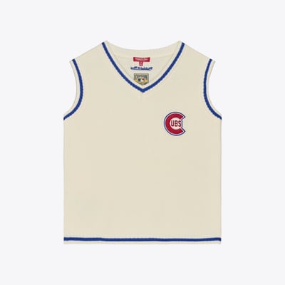 Chicago Cubs Mitchell & Ness Women's Cooperstown Collection Retro Roots Sweater Vest - Cream
