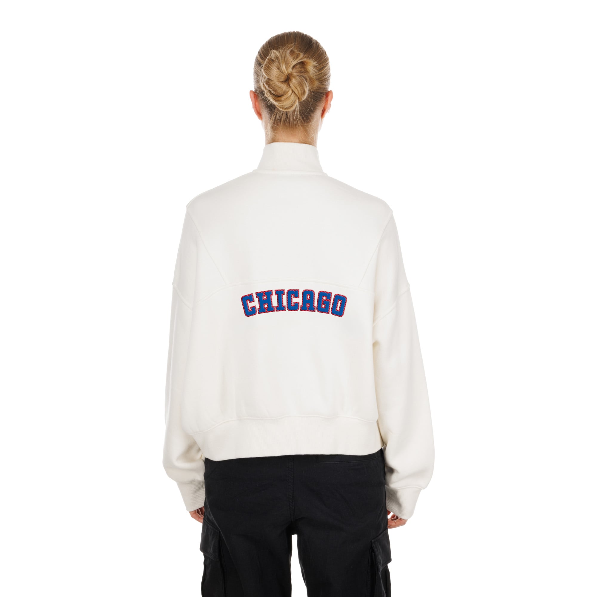 Pull polaire à col zippé New Era beige clair pour femme