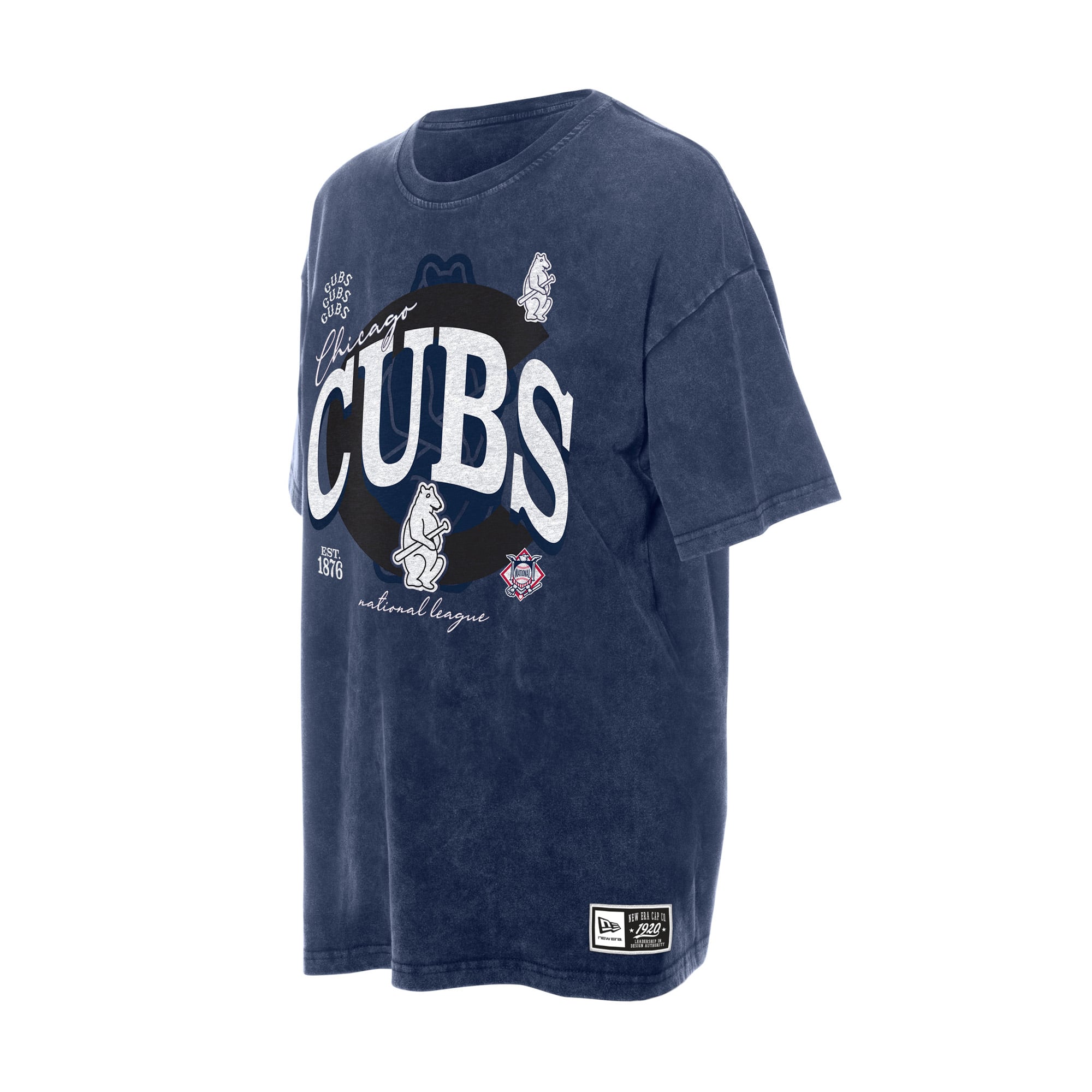 Women's New Era Navy Chicago Cubs Throwback Mineral Wash Boyfriend T-Shirt