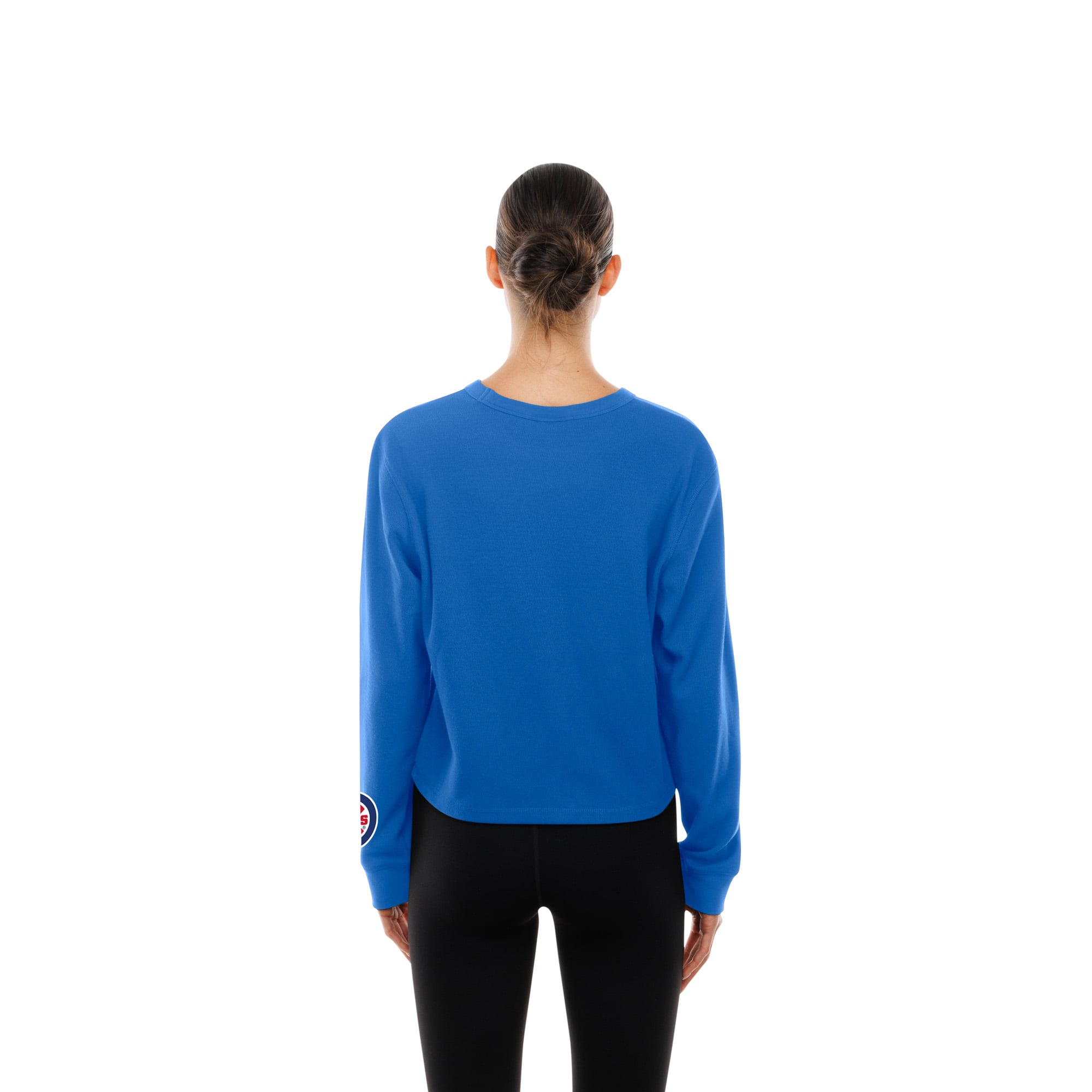 Women's New Era Royal Chicago Cubs Fan Collection Micro Thermal Boxy Long Sleeve T-Shirt