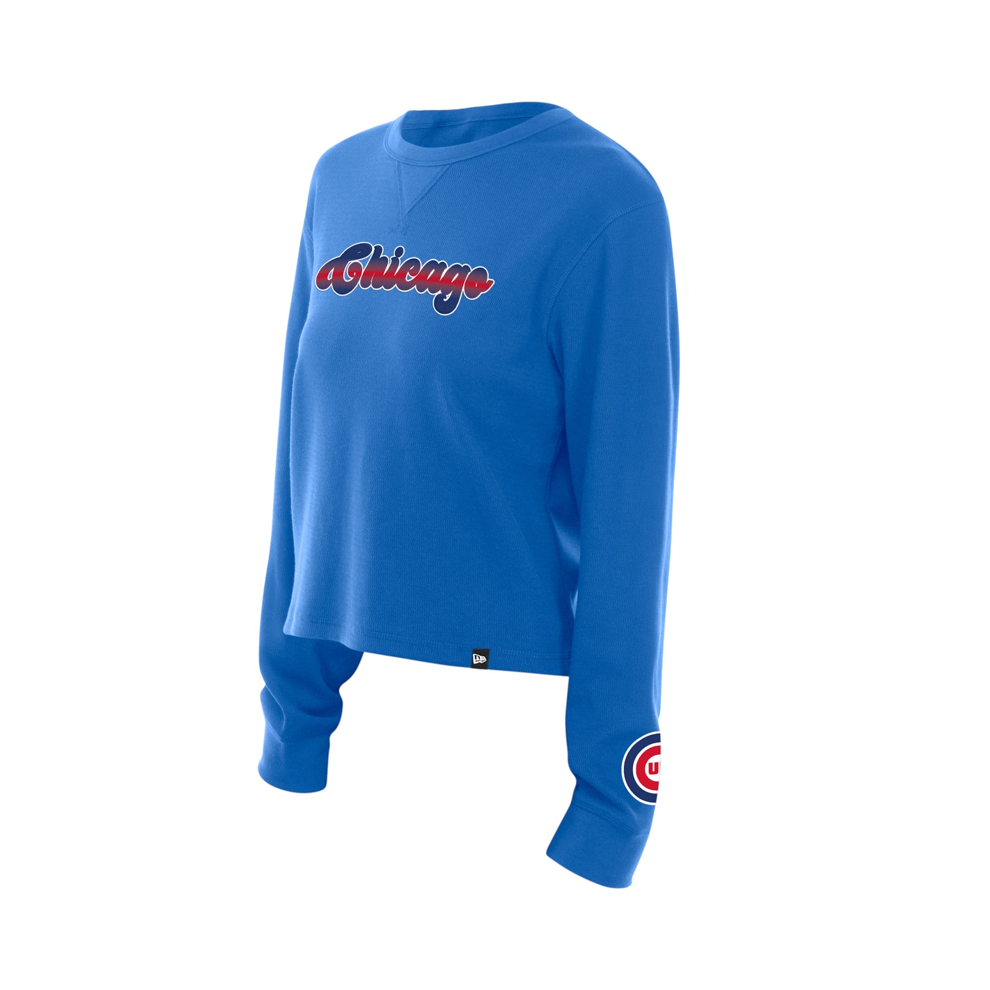 Women's New Era Royal Chicago Cubs Fan Collection Micro Thermal Boxy Long Sleeve T-Shirt