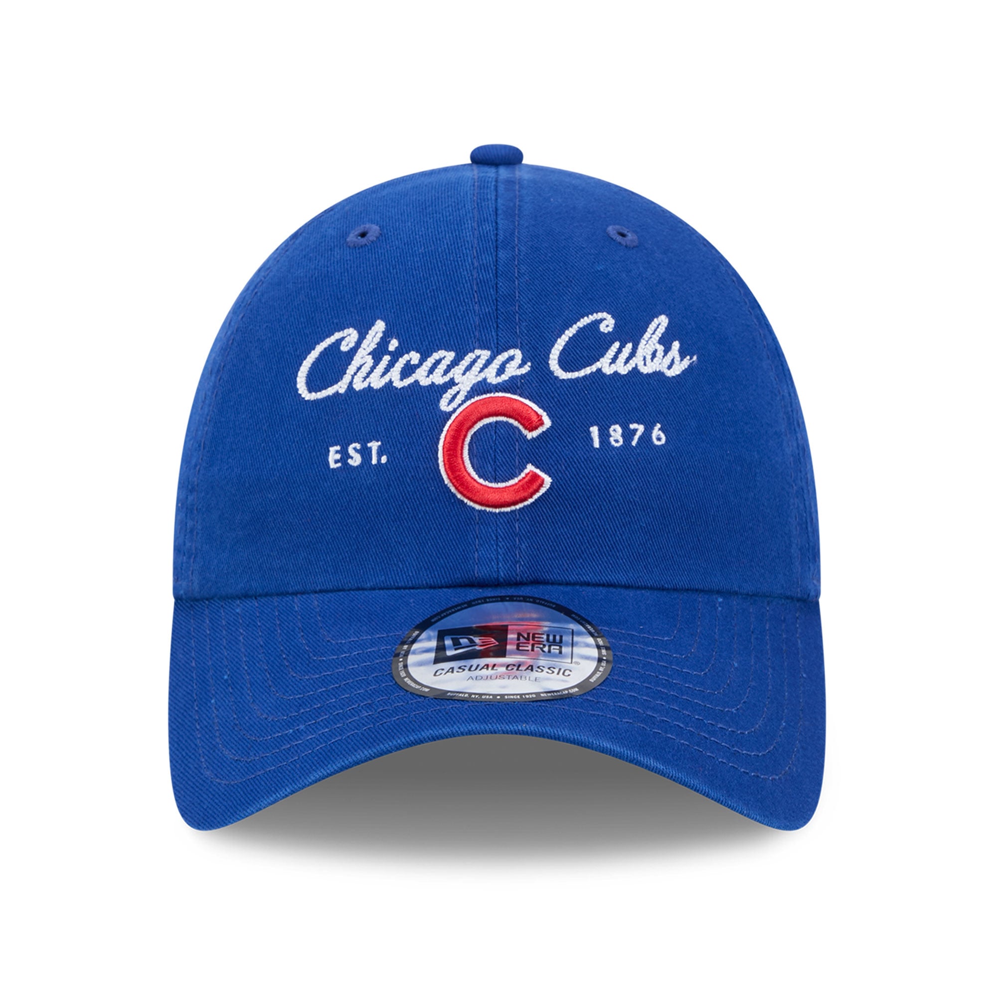 Casquette New Era Royal Chicago Cubs Script pour femme, style classique décontracté et ajustable