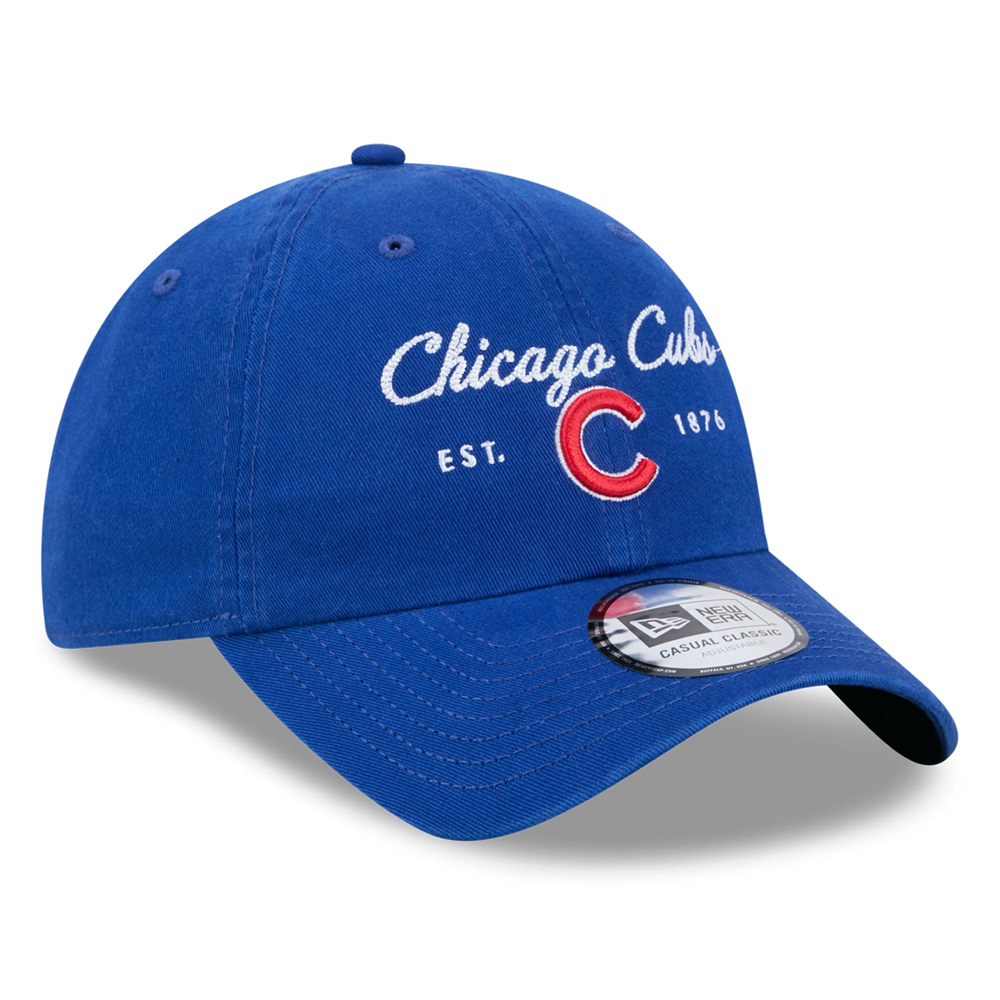 Casquette New Era Royal Chicago Cubs Script pour femme, style classique décontracté et ajustable