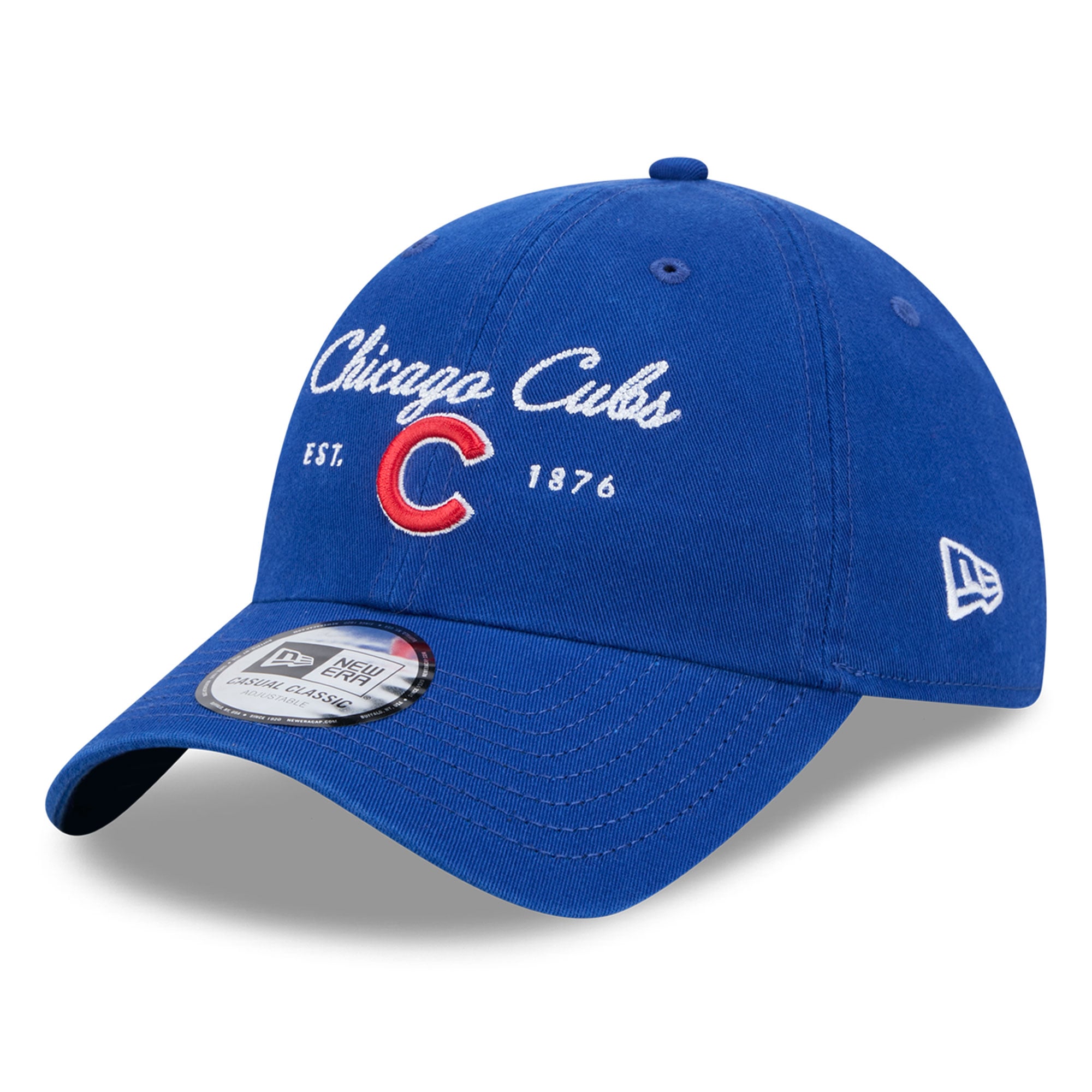 Casquette New Era Royal Chicago Cubs Script pour femme, style classique décontracté et ajustable