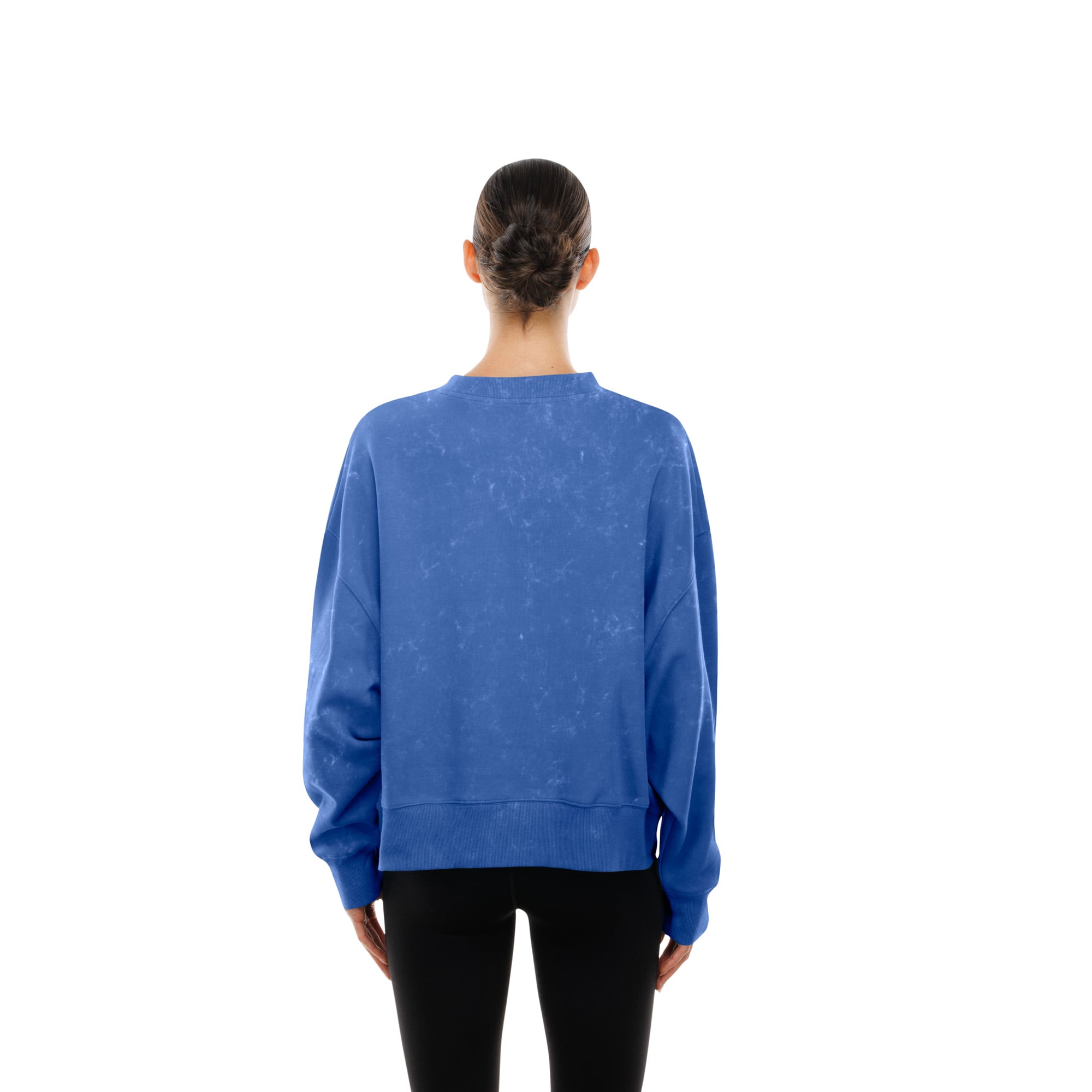 Women's New Era Royal Chicago Cubs Throwback Mineral Wash Boxy Sweatshirt