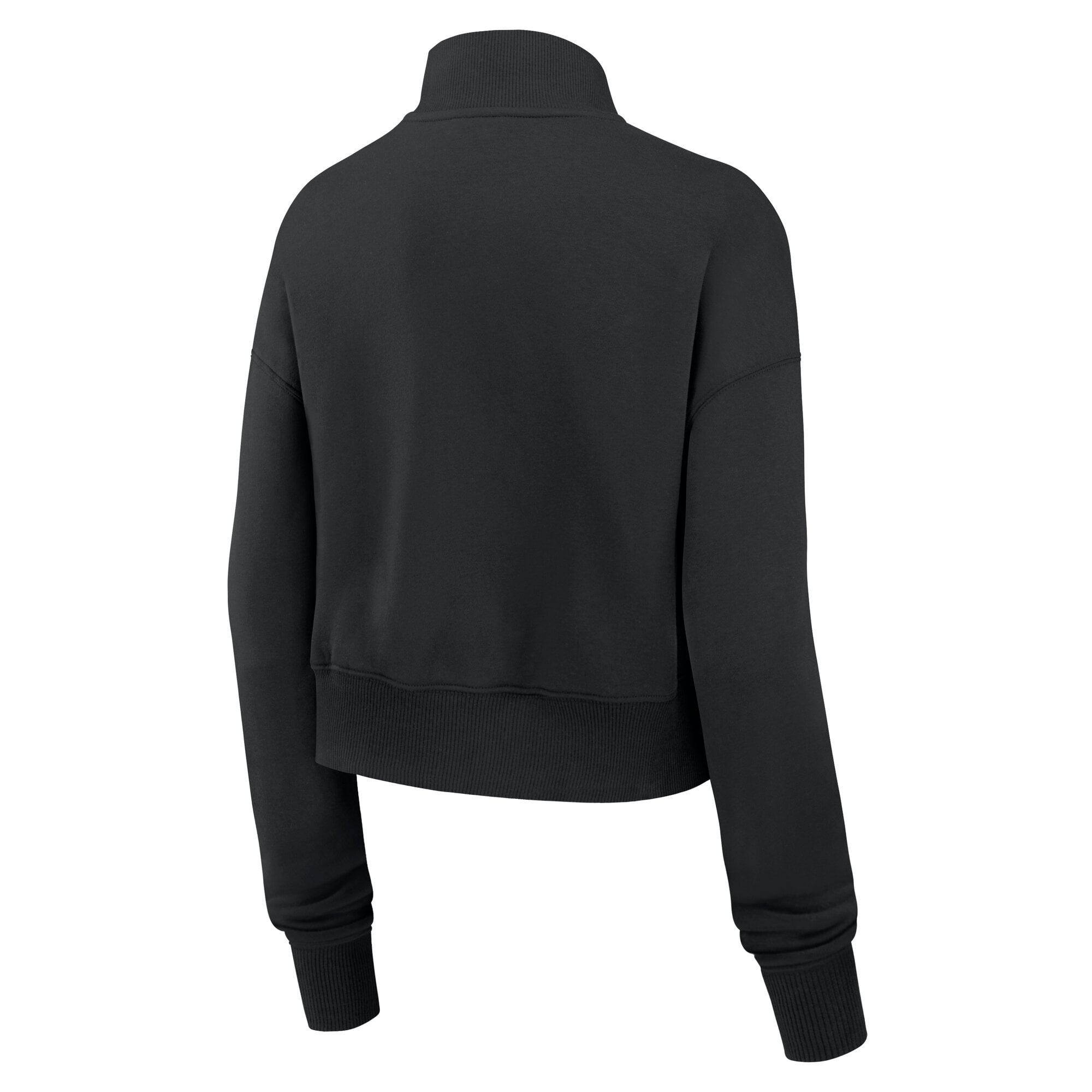 Sweat-shirt court à col zippé Nike Chicago Cubs noir oversize Phoenix Fleece pour femme