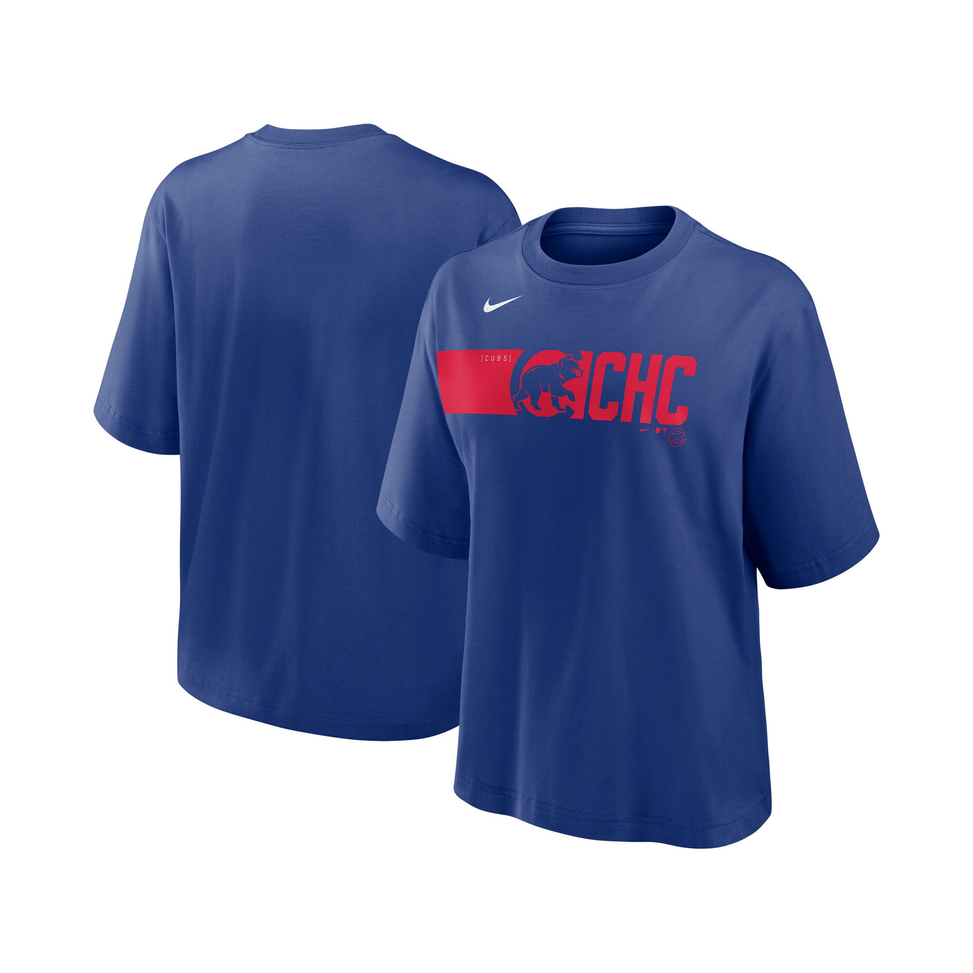 T-shirt Nike Royal Chicago Cubs Knockout Boxy pour femme