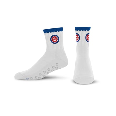  Chicago Cubs PRO Compression Women's Heartshape Grippers Yoga-Pilates Quarter Socks - White