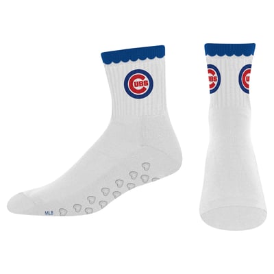 Chicago Cubs PRO Compression Women's Heartshape Grippers Yoga-Pilates Quarter Socks - White