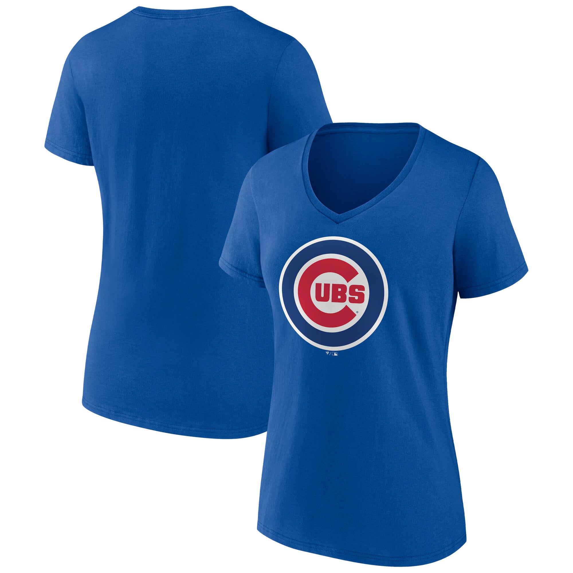 Women's  Royal Chicago Cubs Official Logo V-Neck T-Shirt