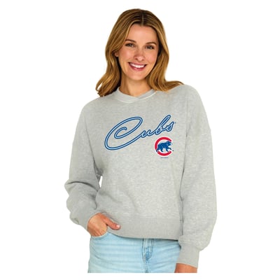  Chicago Cubs Soft as a Grape Women's Snuggly Sweatshirt - Heather Gray