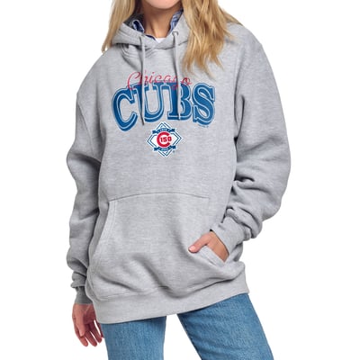  Chicago Cubs Starter Women's Anniversary Logo Fleece Hoodie - Gray