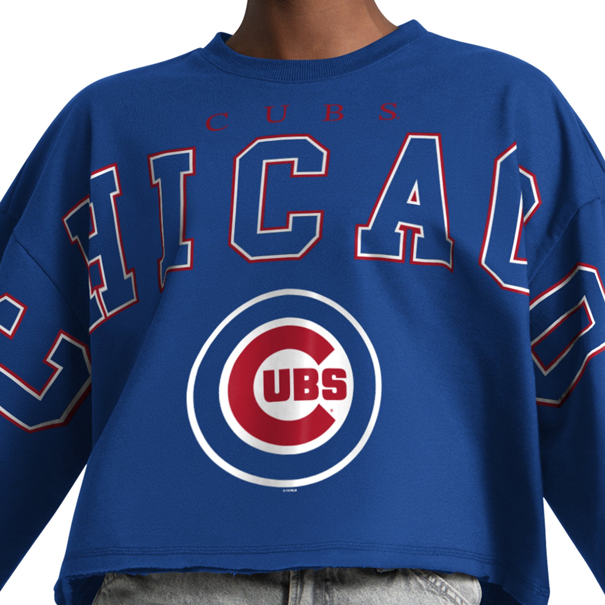 Sweat-shirt court à col rond Starter Royal Chicago Cubs Bleachers II pour femme