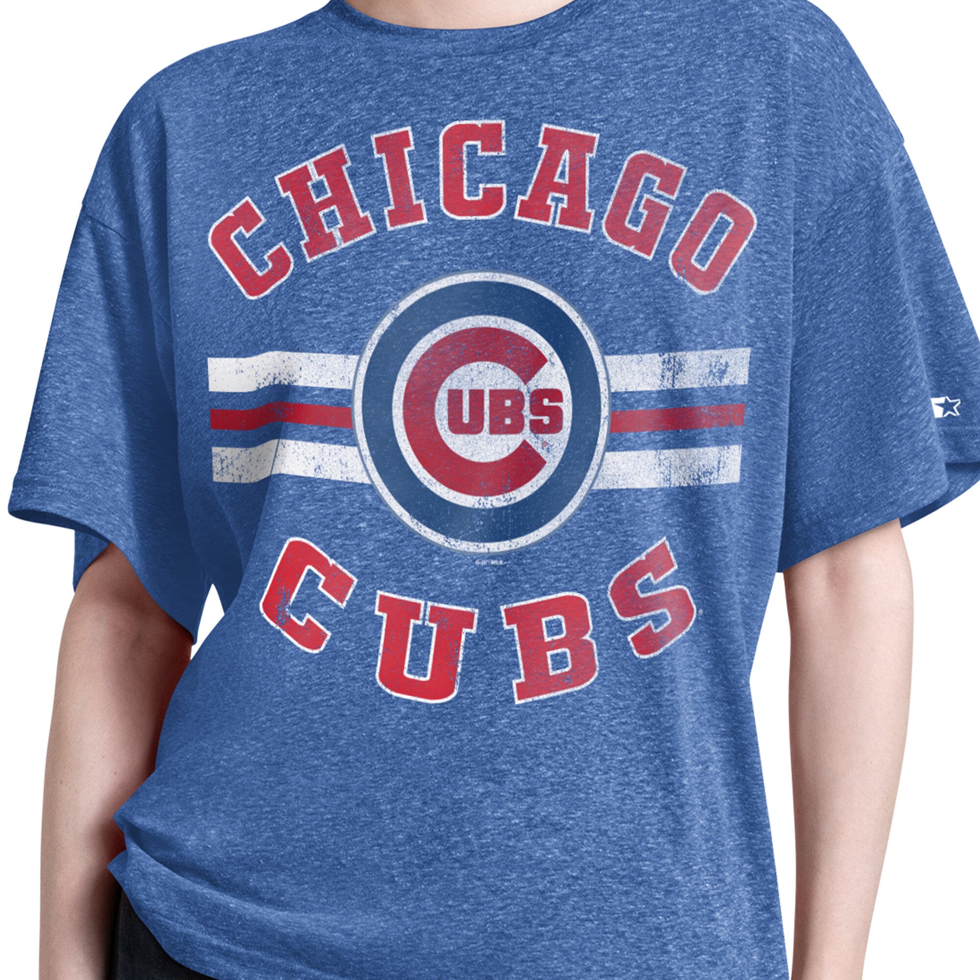 T-shirt Starter Royal Chicago Cubs Jump Shot Boyfriend Tri-Blend pour femme
