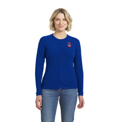 Chicago Cubs WEAR by Erin Andrews Women's Rib Button-Up Sweater - Royal