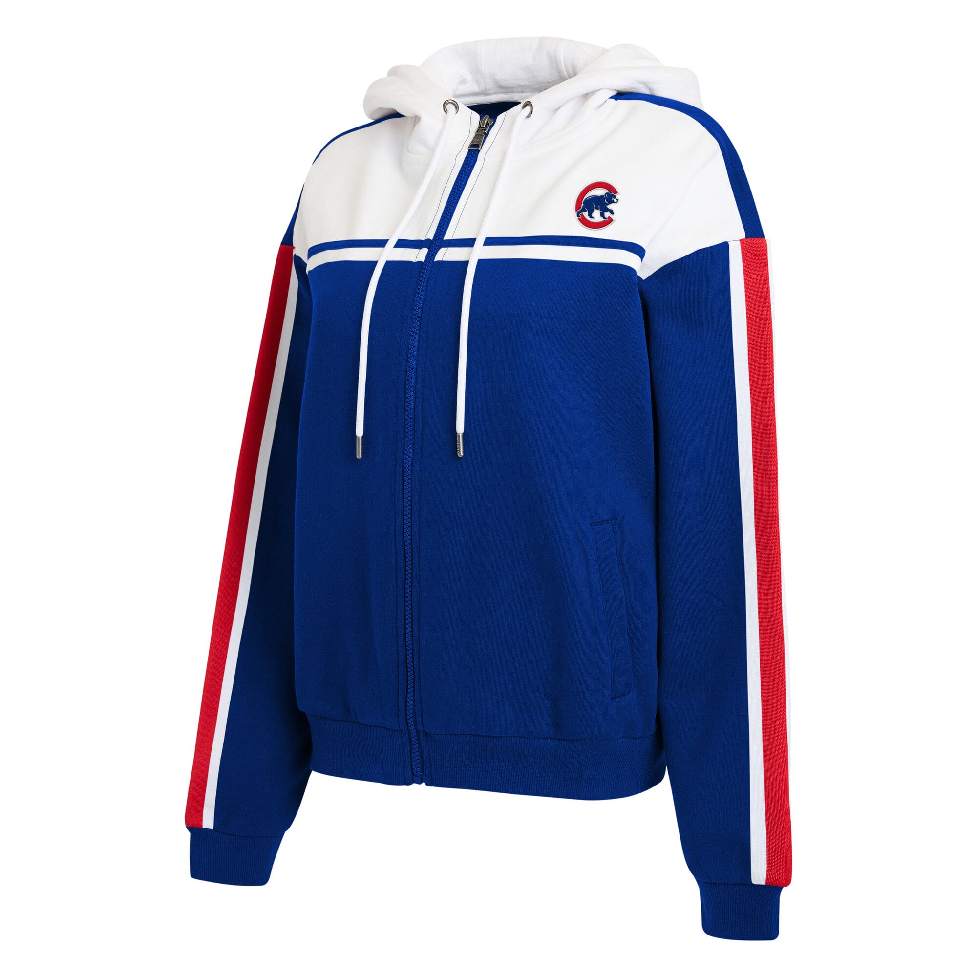 Sweat à capuche zippé pour femme WEAR by Erin Andrews, bleu roi et blanc, Chicago Cubs.