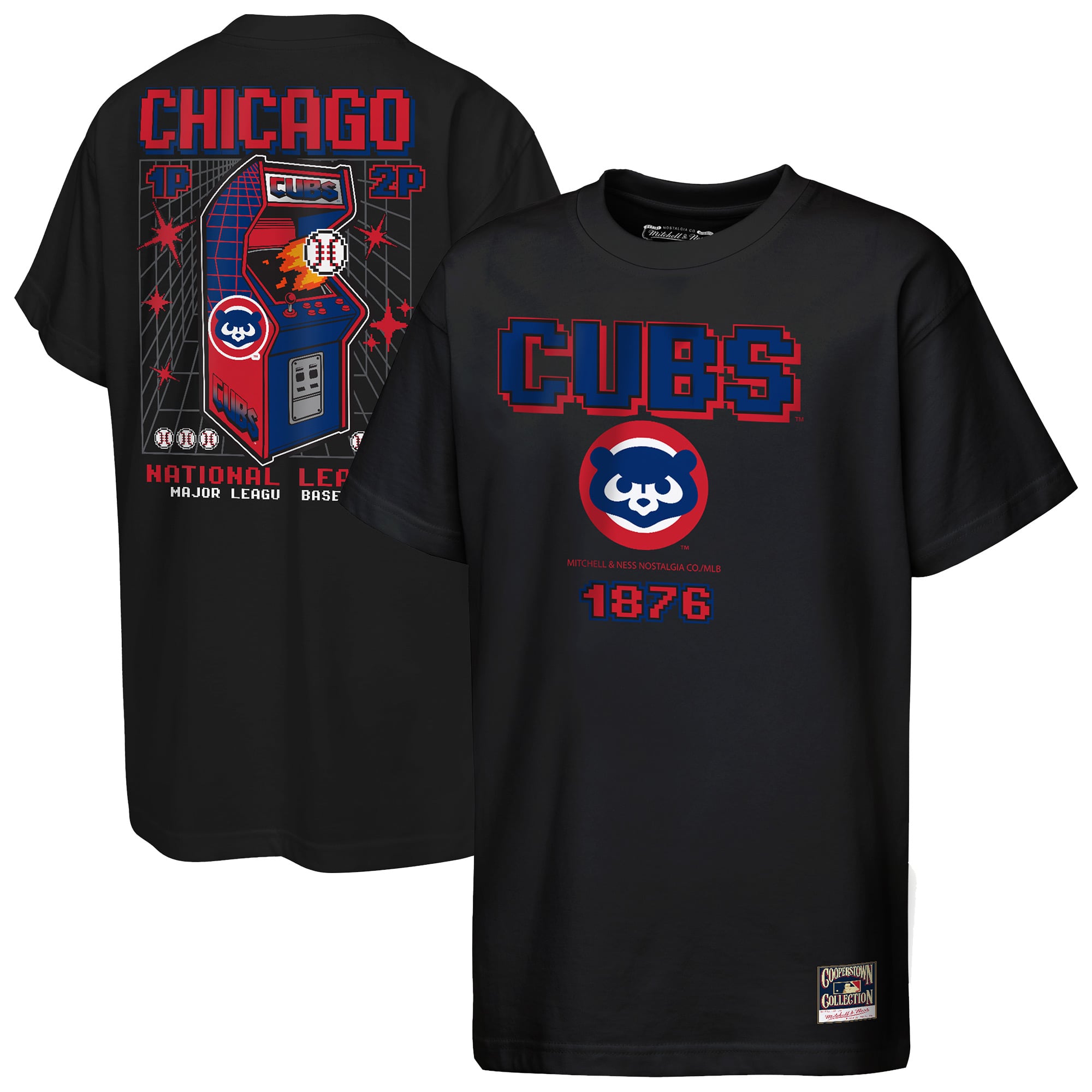 Youth Mitchell & Ness  Black Chicago Cubs Retro Arcade T-Shirt