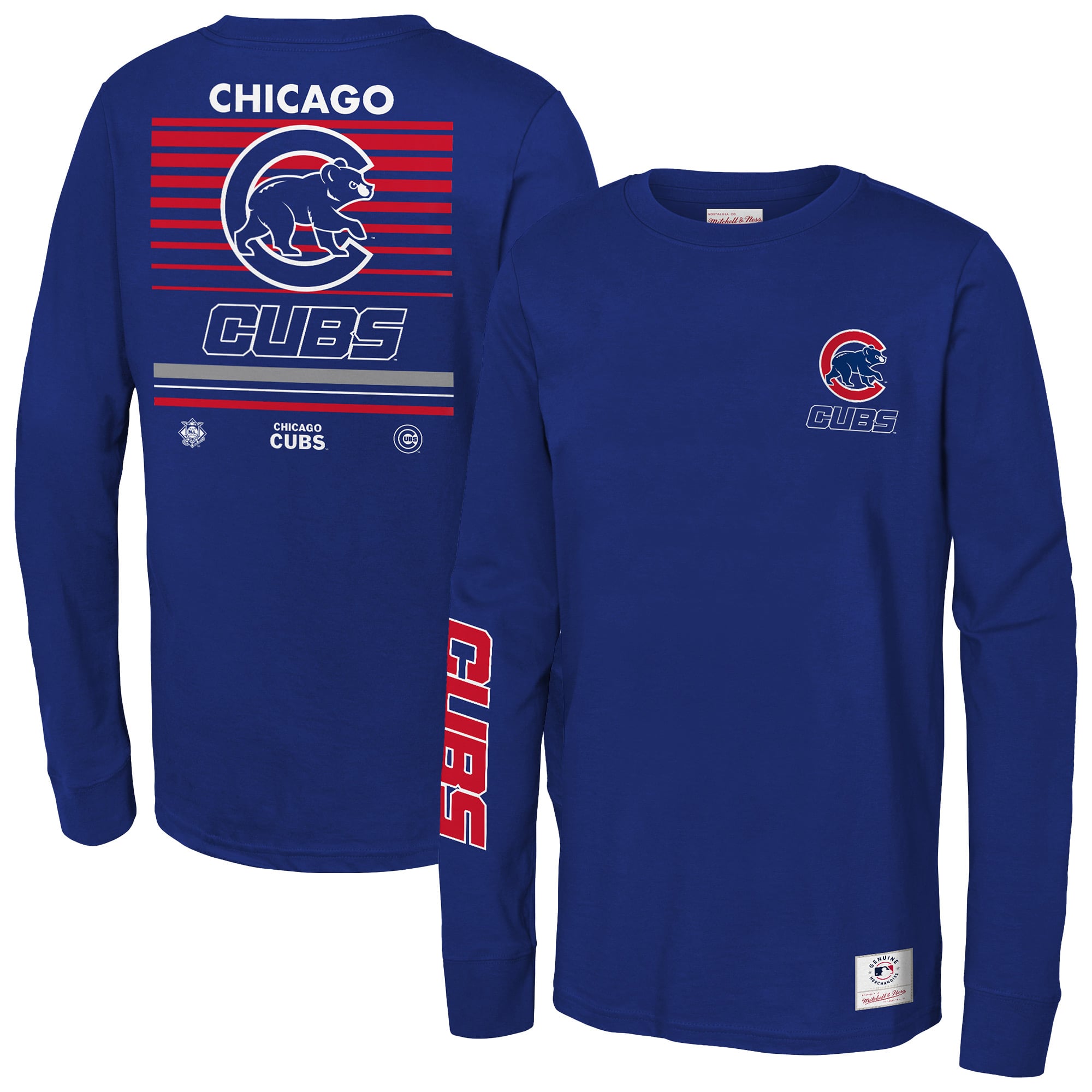 T-shirt à manches longues Mitchell & Ness Royal Chicago Cubs Triple Play pour enfant