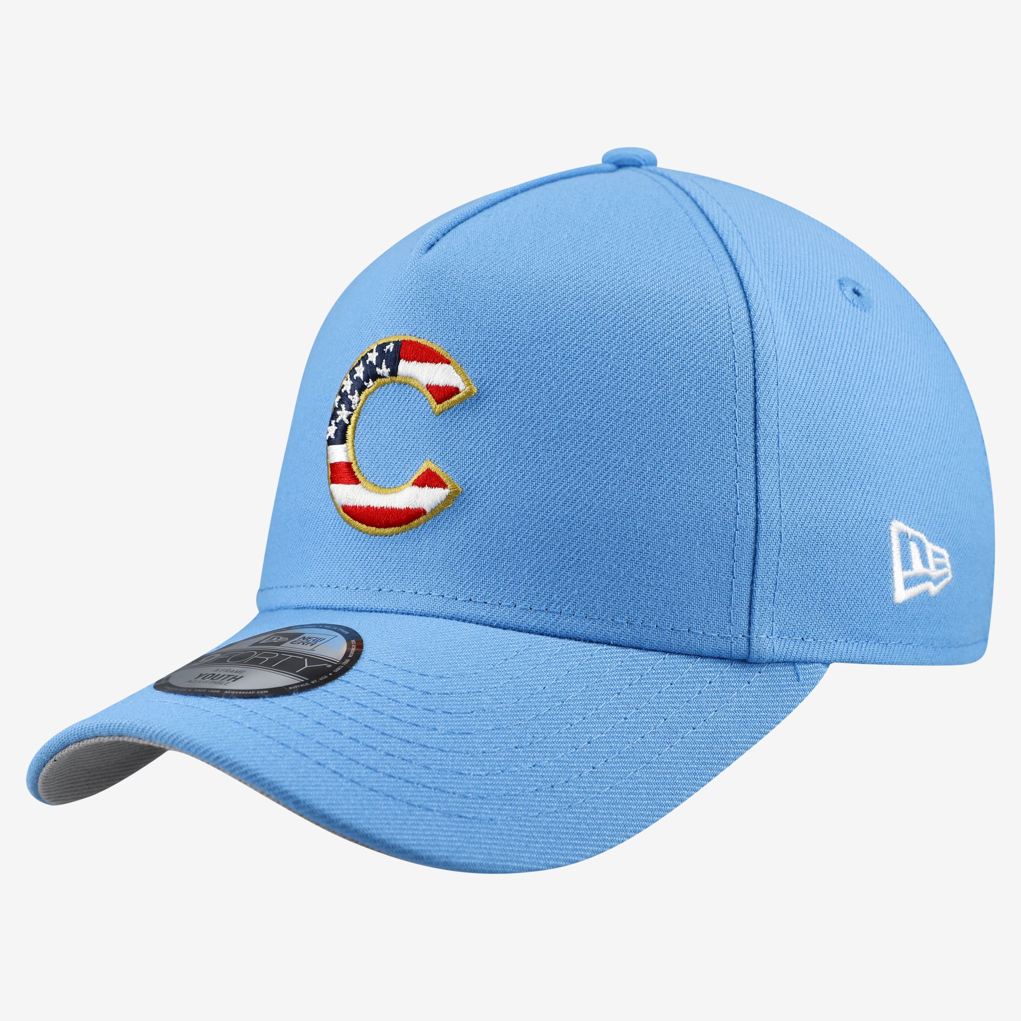 Youth New Era Light Blue Chicago Cubs Celebrate America's 250th 9FORTY A-Frame Adjustable Hat
