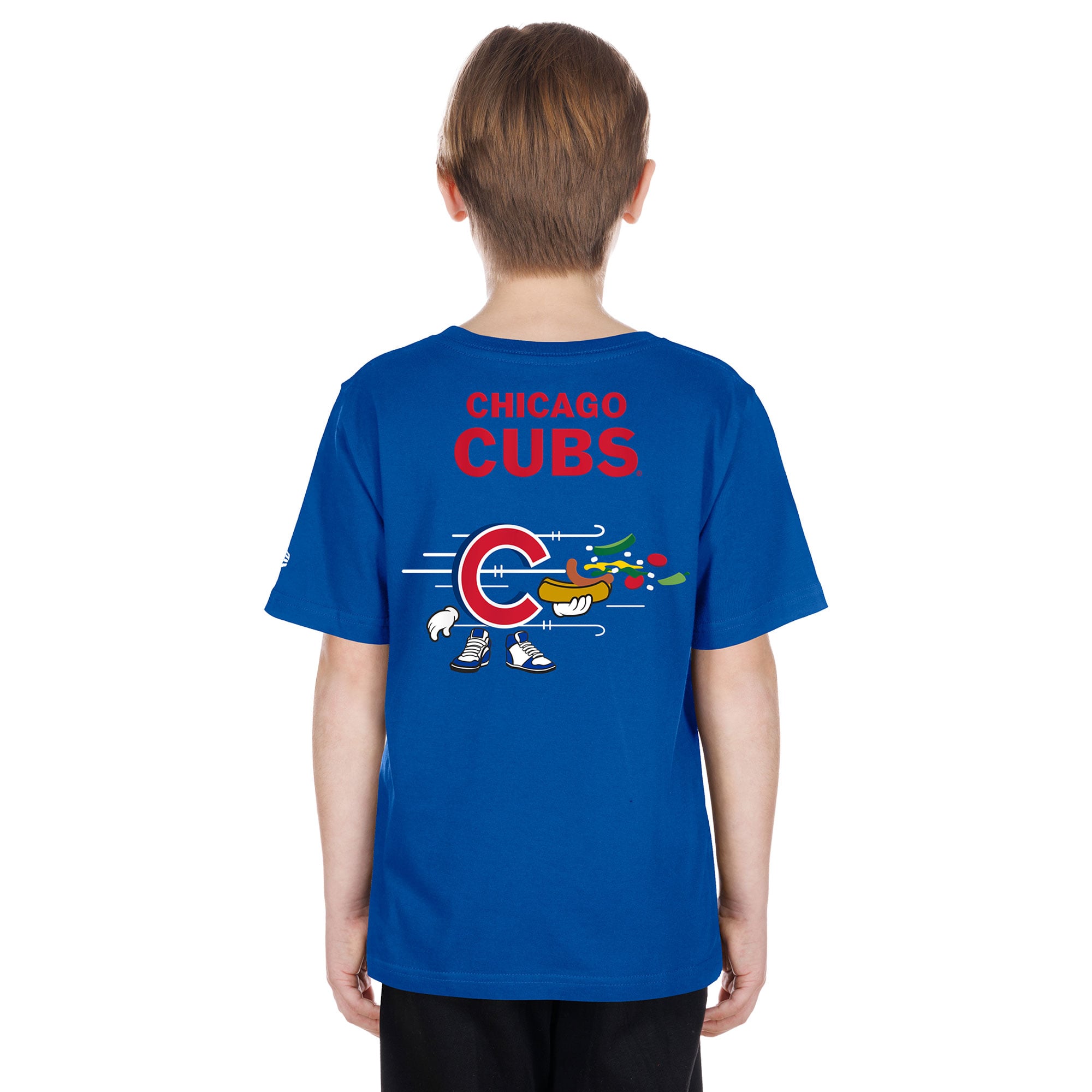 T-shirt New Era Royal Chicago Cubs pour jeunes avec logo dessin animé