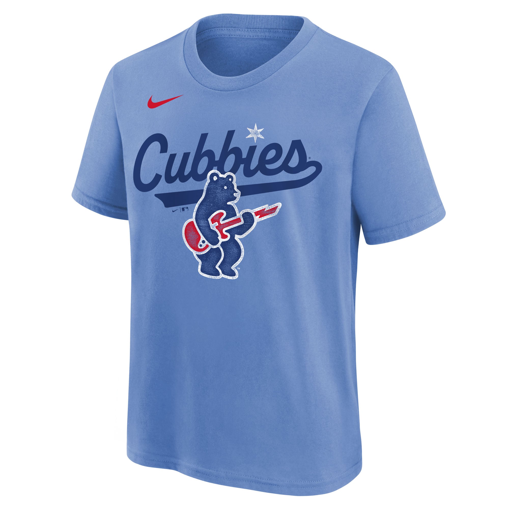 Youth Nike Light Blue Chicago Cubs Electric Bear Alternate T-Shirt