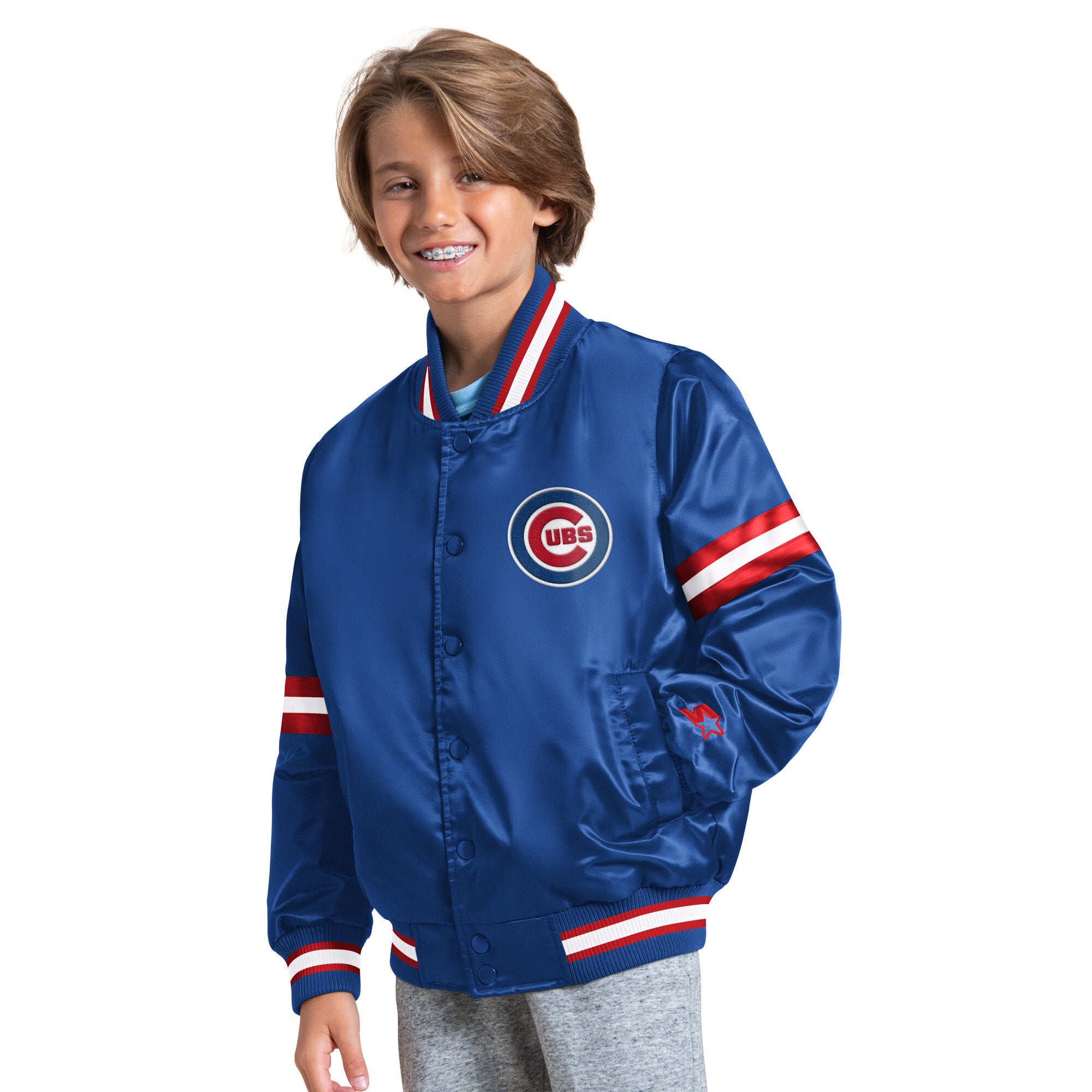 Veste Youth Starter Royal Chicago Cubs Courtside Jr. Varsity à boutons-pression