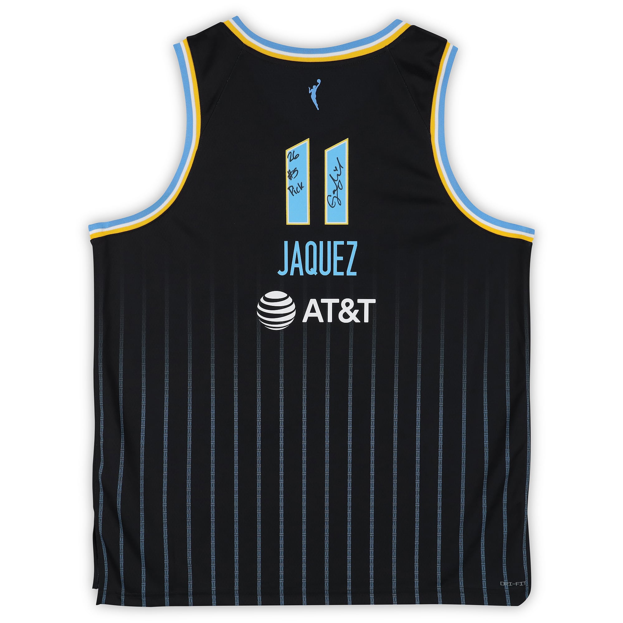 Maillot Nike Explorer noir autographié par Gabriela Jaquez des Chicago Sky avec inscription « 26 #5 Pick »