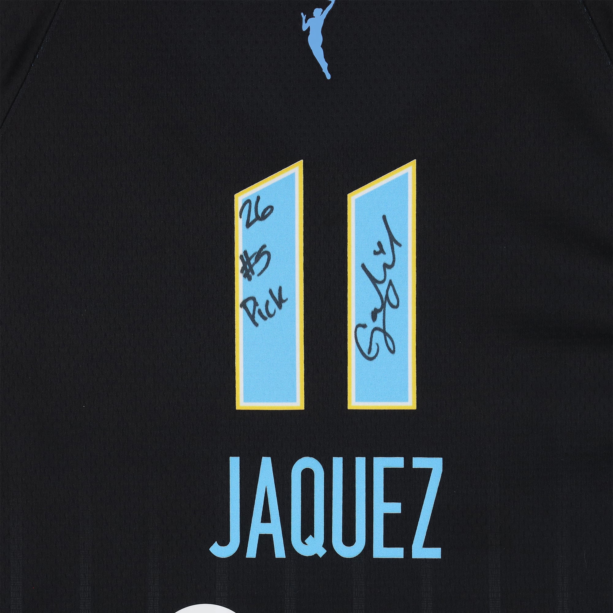 Maillot Nike Explorer noir autographié par Gabriela Jaquez des Chicago Sky avec inscription « 26 #5 Pick »