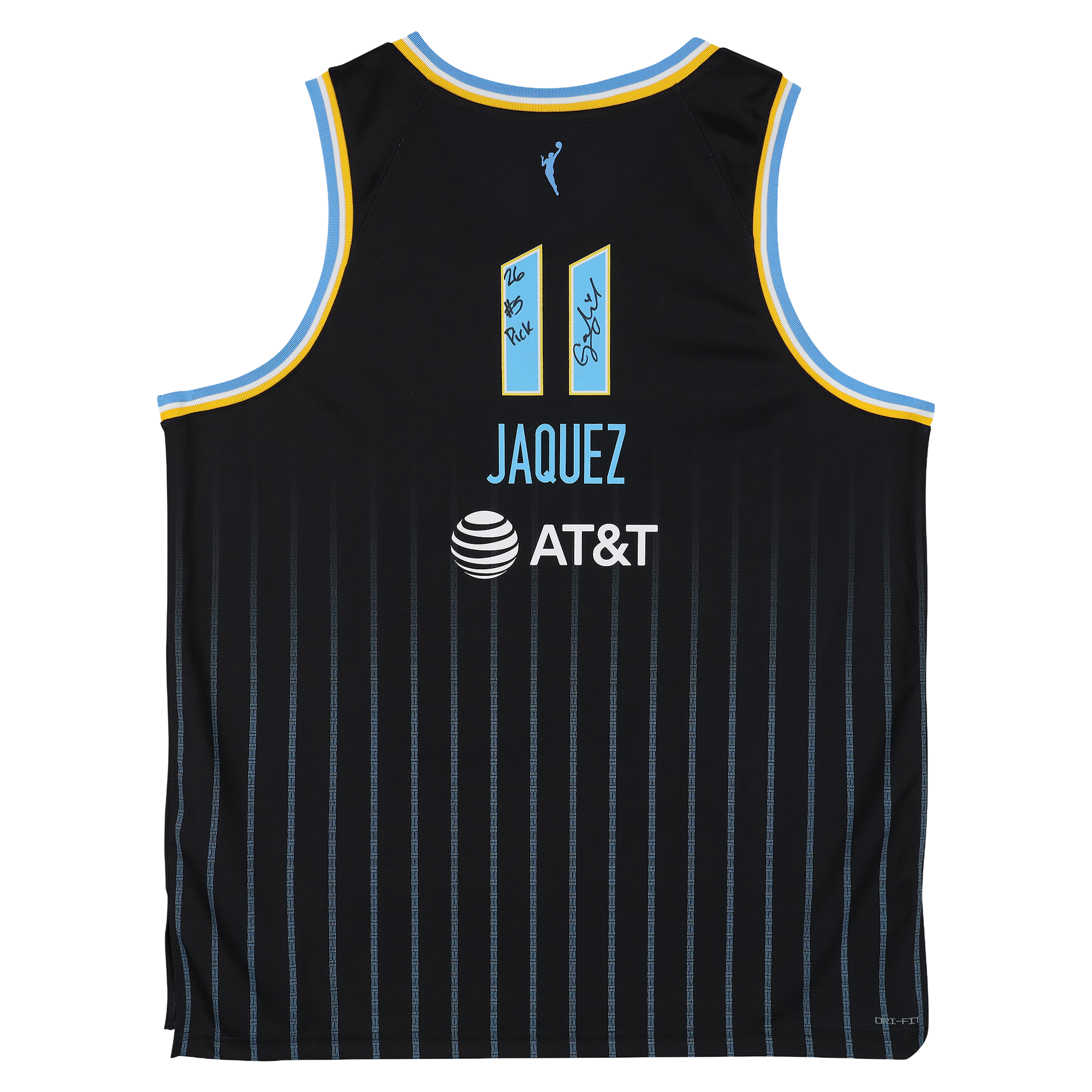 Maillot Nike Explorer noir autographié par Gabriela Jaquez des Chicago Sky avec inscription « 26 #5 Pick »