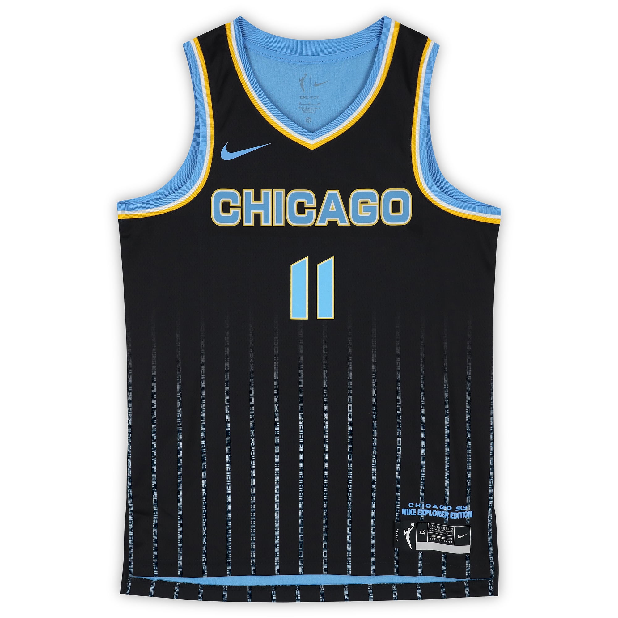 Maillot Nike Explorer noir autographié par Gabriela Jaquez (Chicago Sky) avec plusieurs inscriptions - Édition limitée à 5 exemplaires